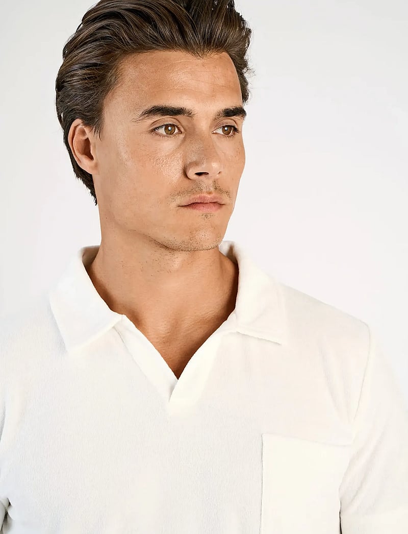 Lindbergh - Towel v-neck polo S/S - kortærmede poloer - off white - 5