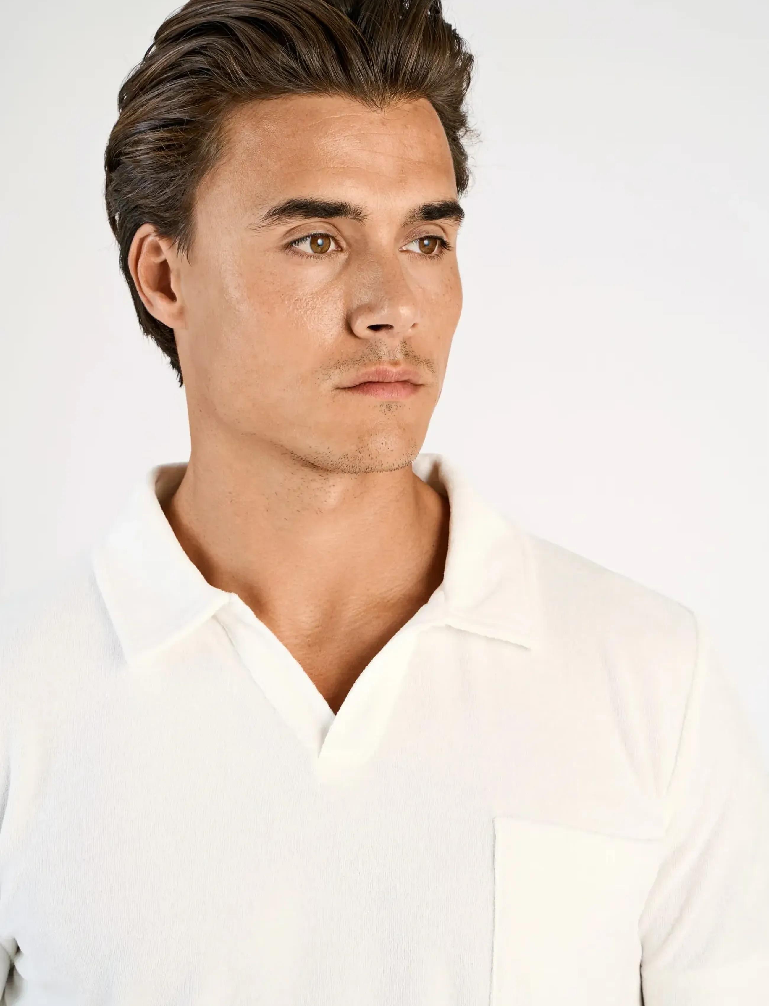Lindbergh - Towel v-neck polo S/S - kurzärmelig - off white - 5