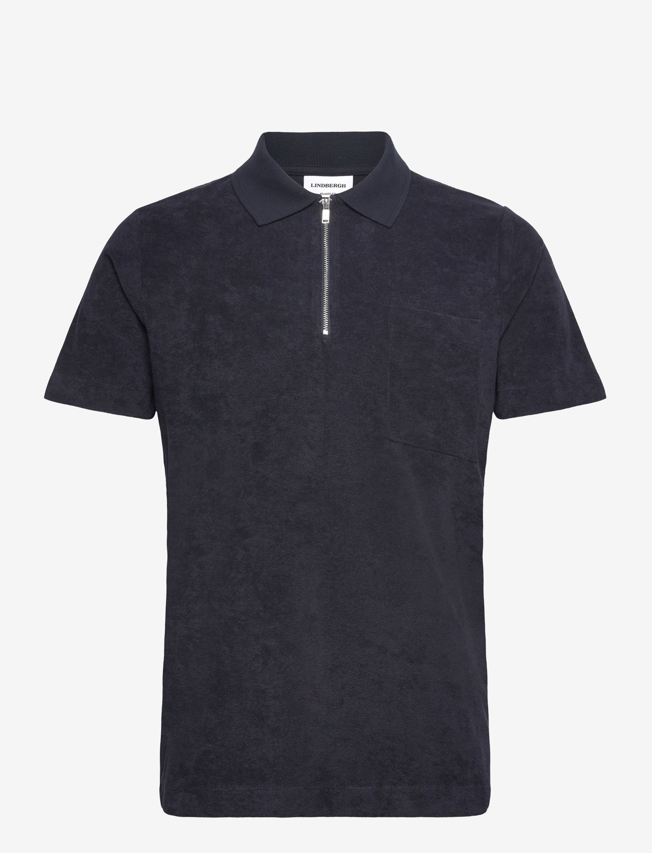 Lindbergh - Terry pique w. zip - kortärmade pikéer - navy - 1