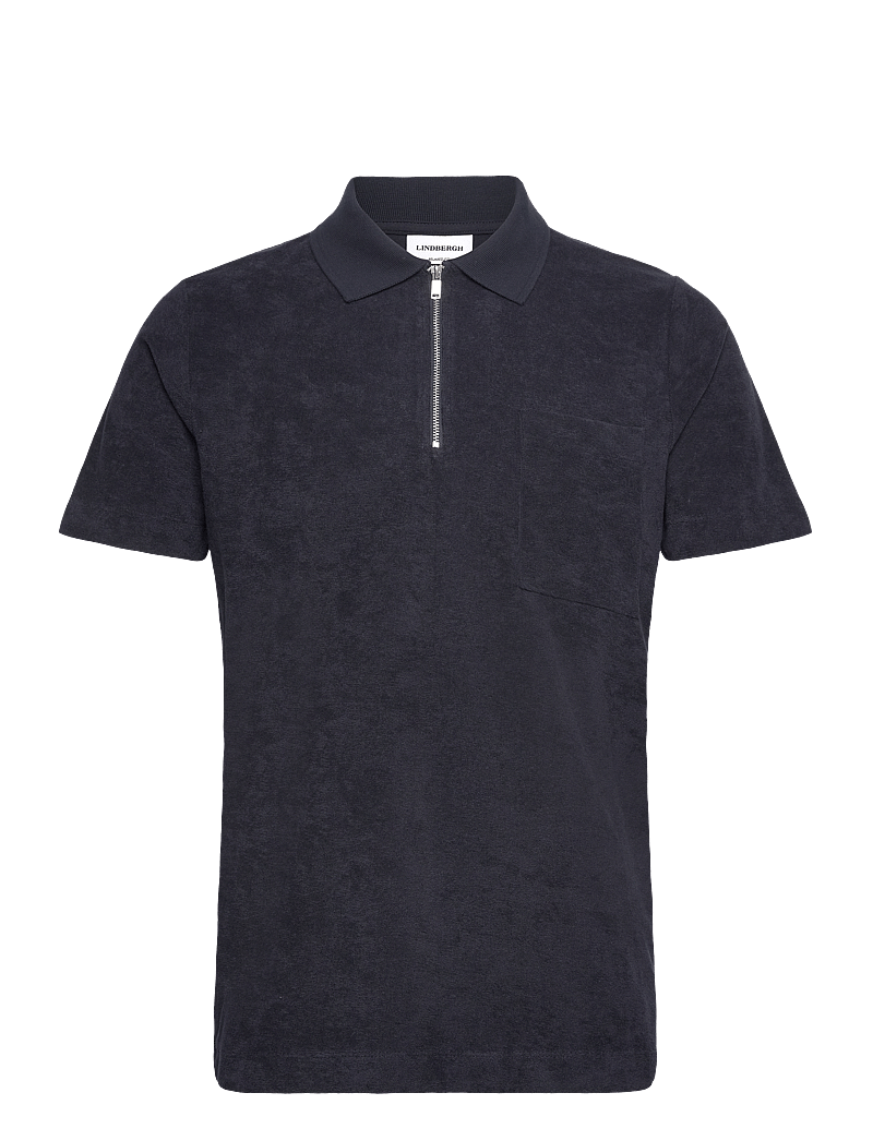 Lindbergh - Terry pique w. zip - kortærmede poloer - navy - 1