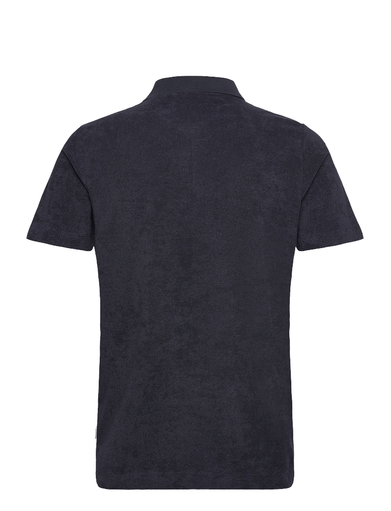 Lindbergh - Terry pique w. zip - kortærmede poloer - navy - 2