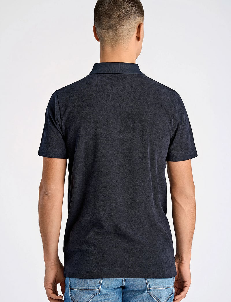 Lindbergh - Terry pique w. zip - kortærmede poloer - navy - 3