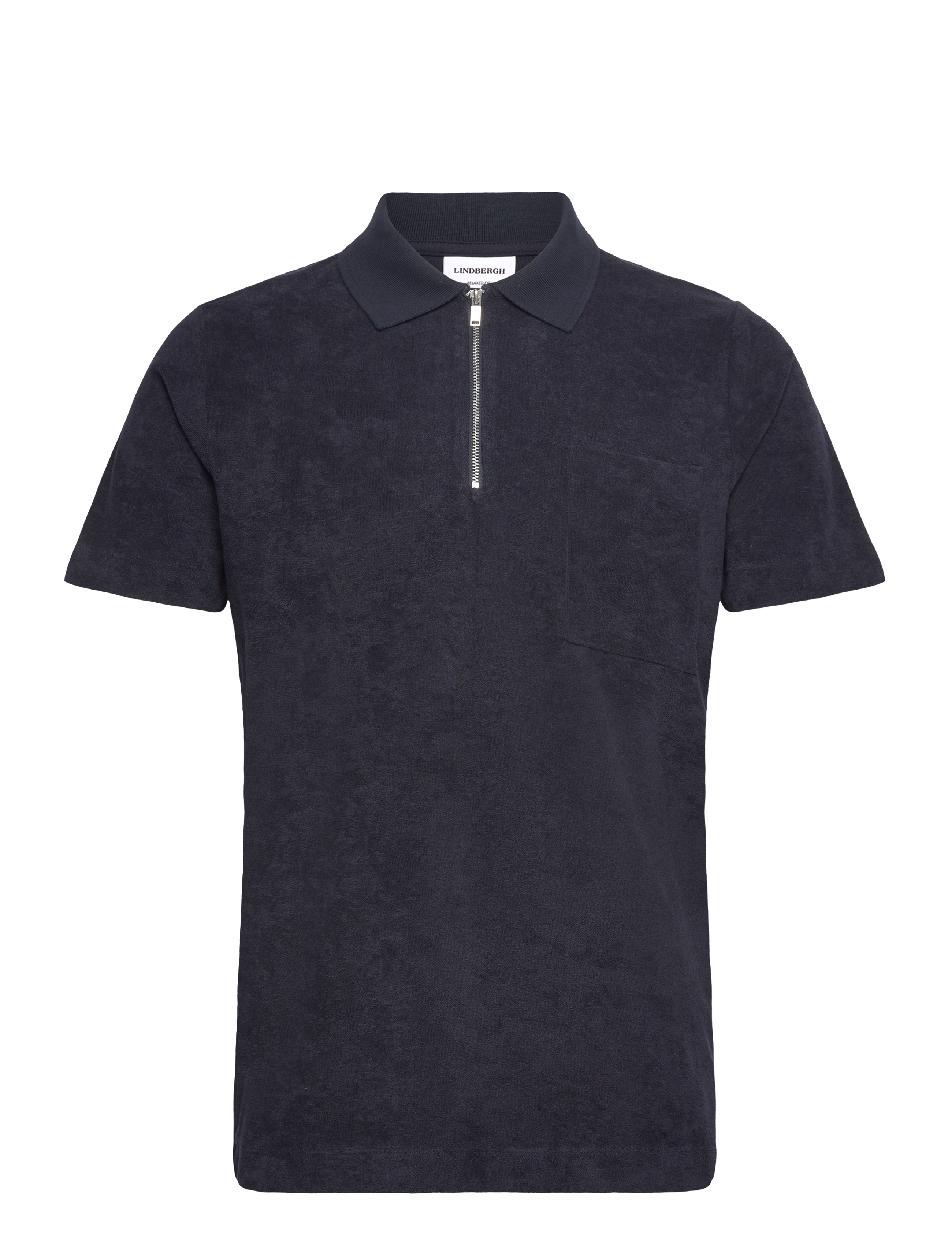 Lindbergh Terry pique w. zip - Kortärmade pikéer - NAVY / navy