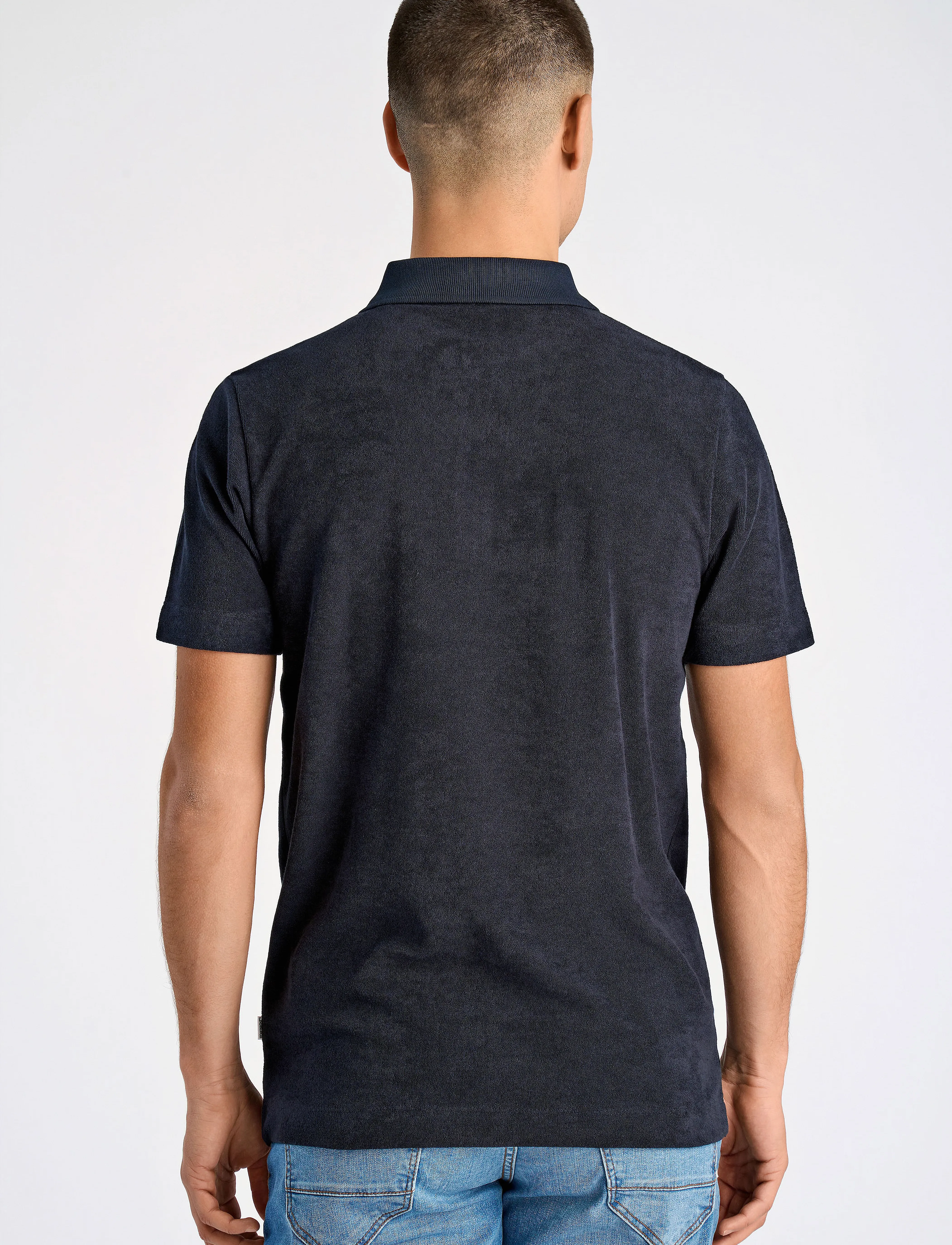 Lindbergh - Terry pique w. zip - kortärmade pikéer - navy - 3