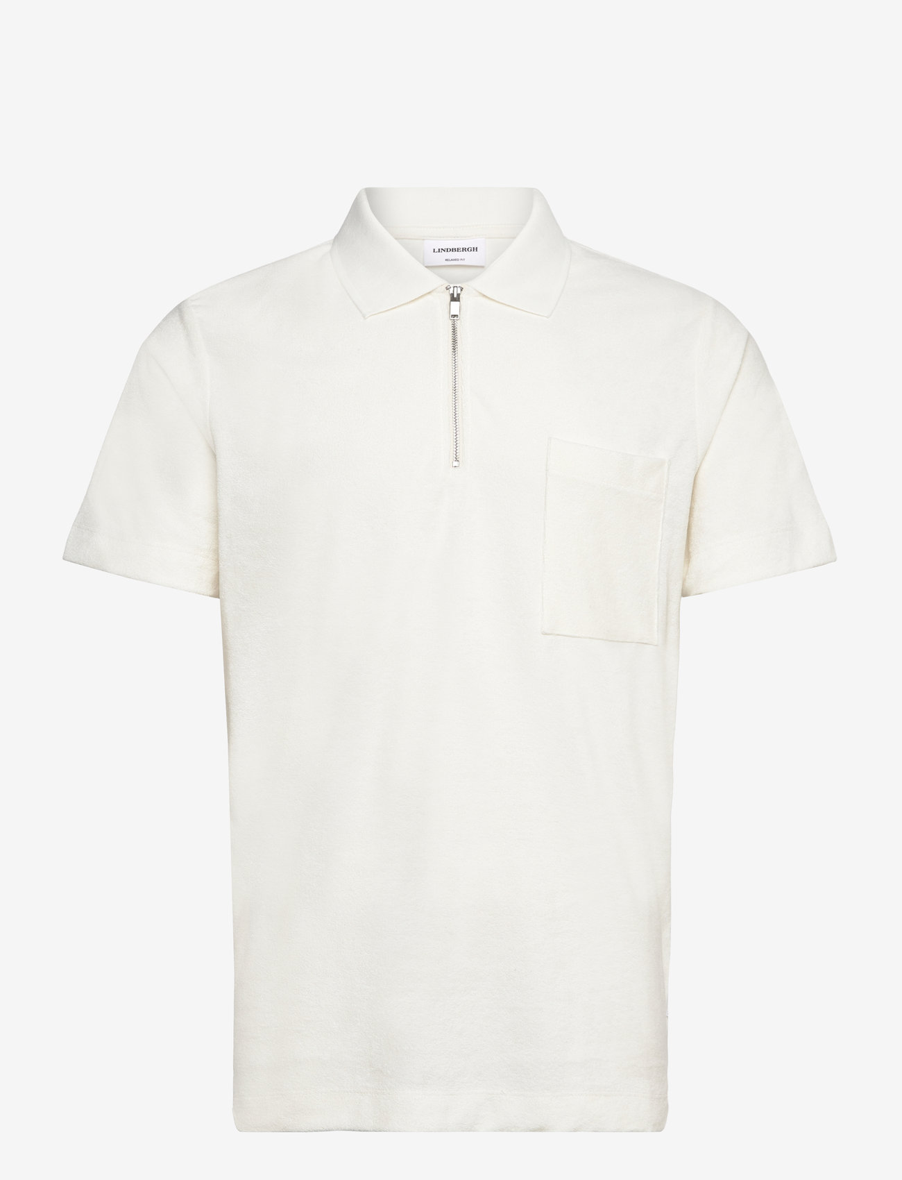 Lindbergh - Terry pique w. zip - kortärmade pikéer - pearl white - 1