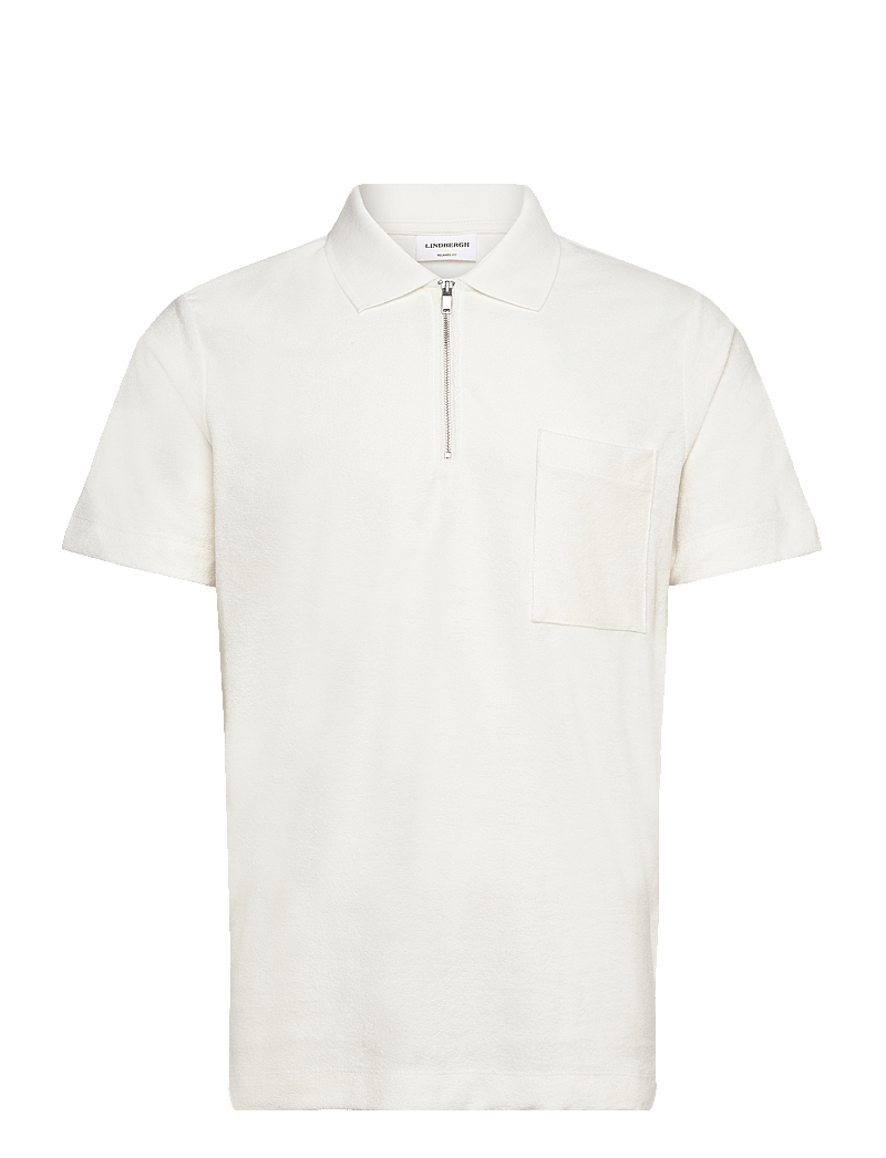 Lindbergh - Terry pique w. zip - kortærmede poloer - pearl white - 1