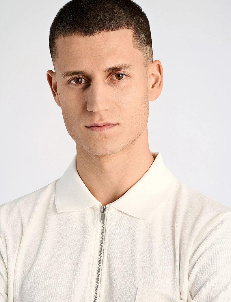 Lindbergh - Terry pique w. zip - kortærmede poloer - pearl white - 5