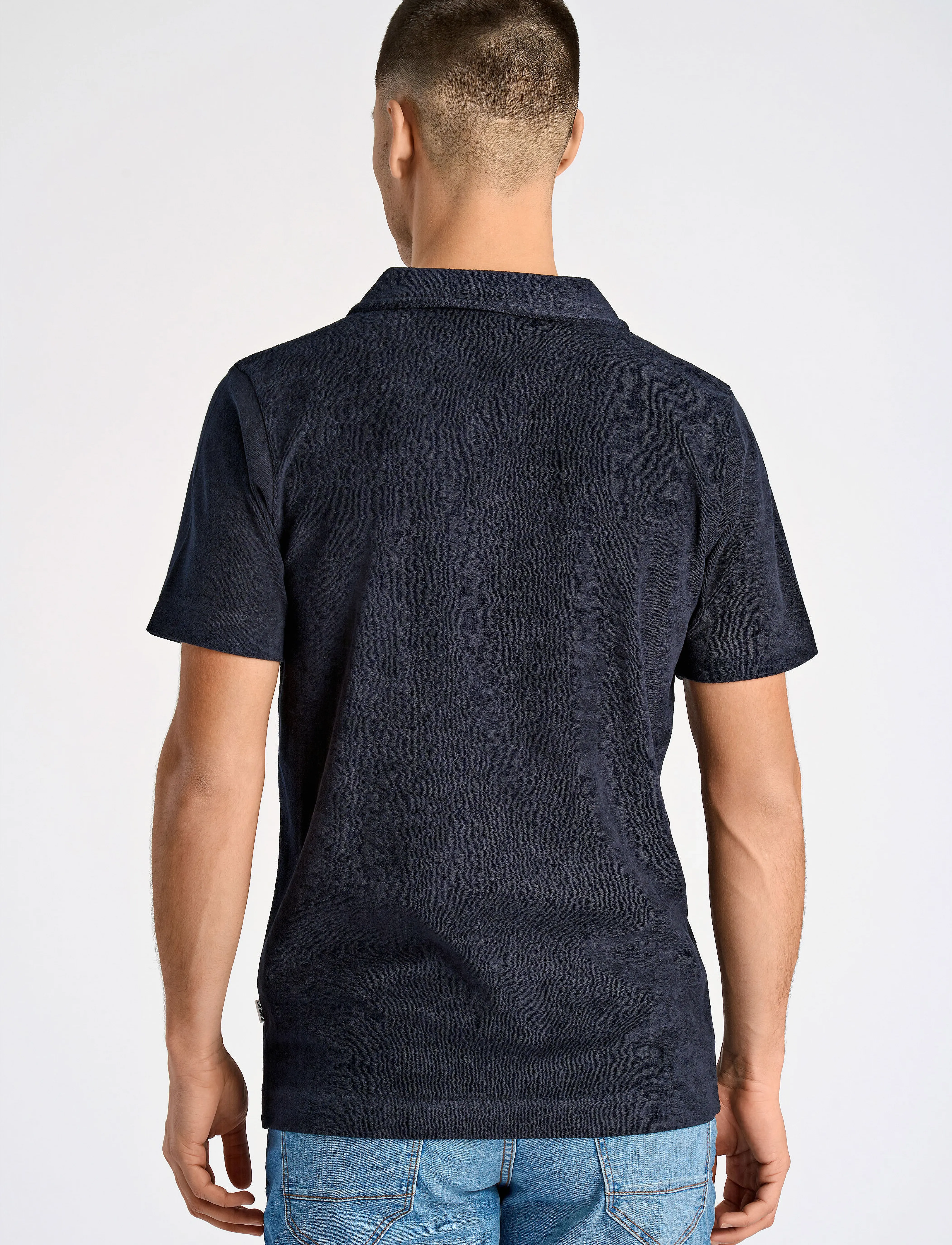 Lindbergh - Terry pique w split neck - laveste priser - navy - 3