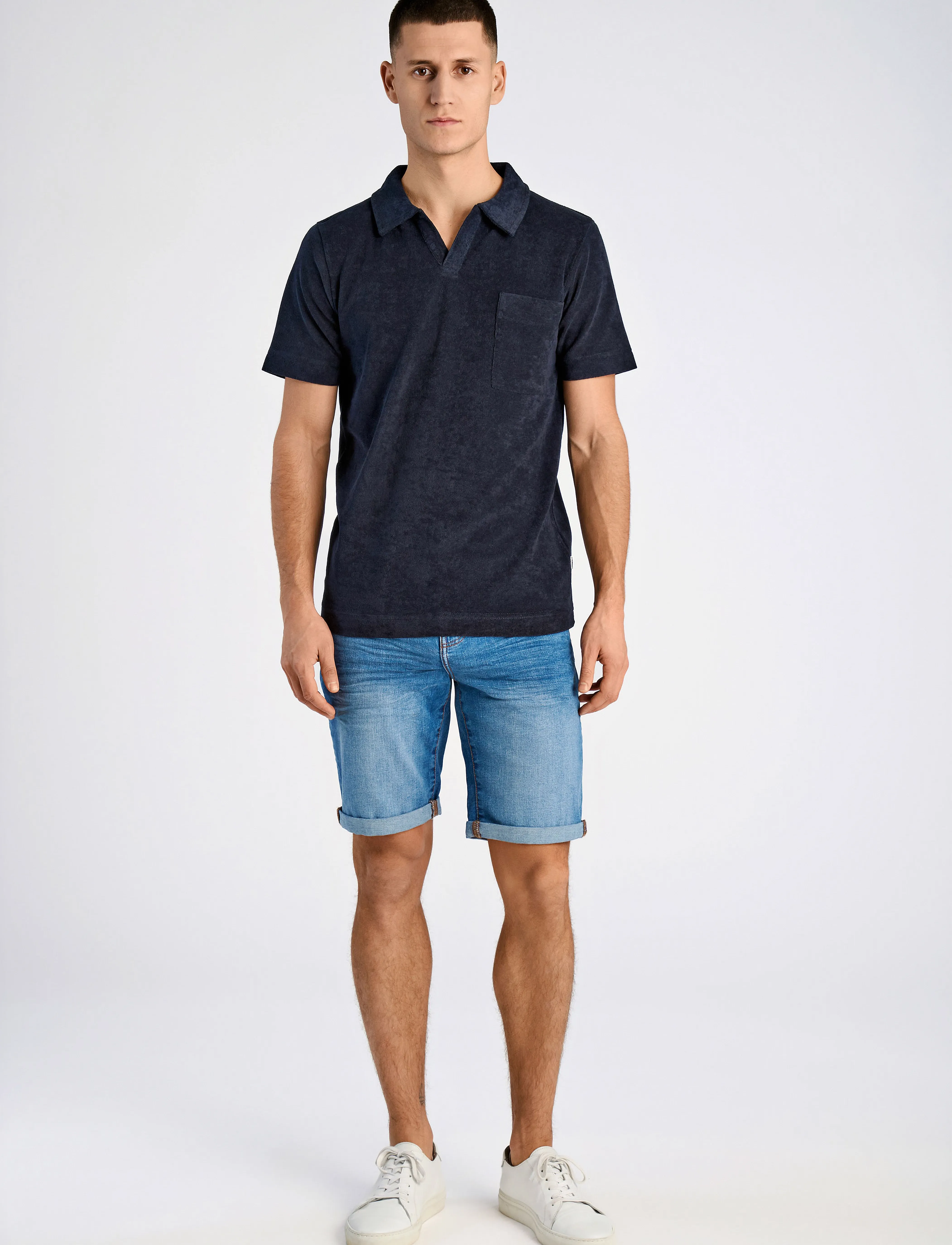Lindbergh - Terry pique w split neck - laveste priser - navy - 4