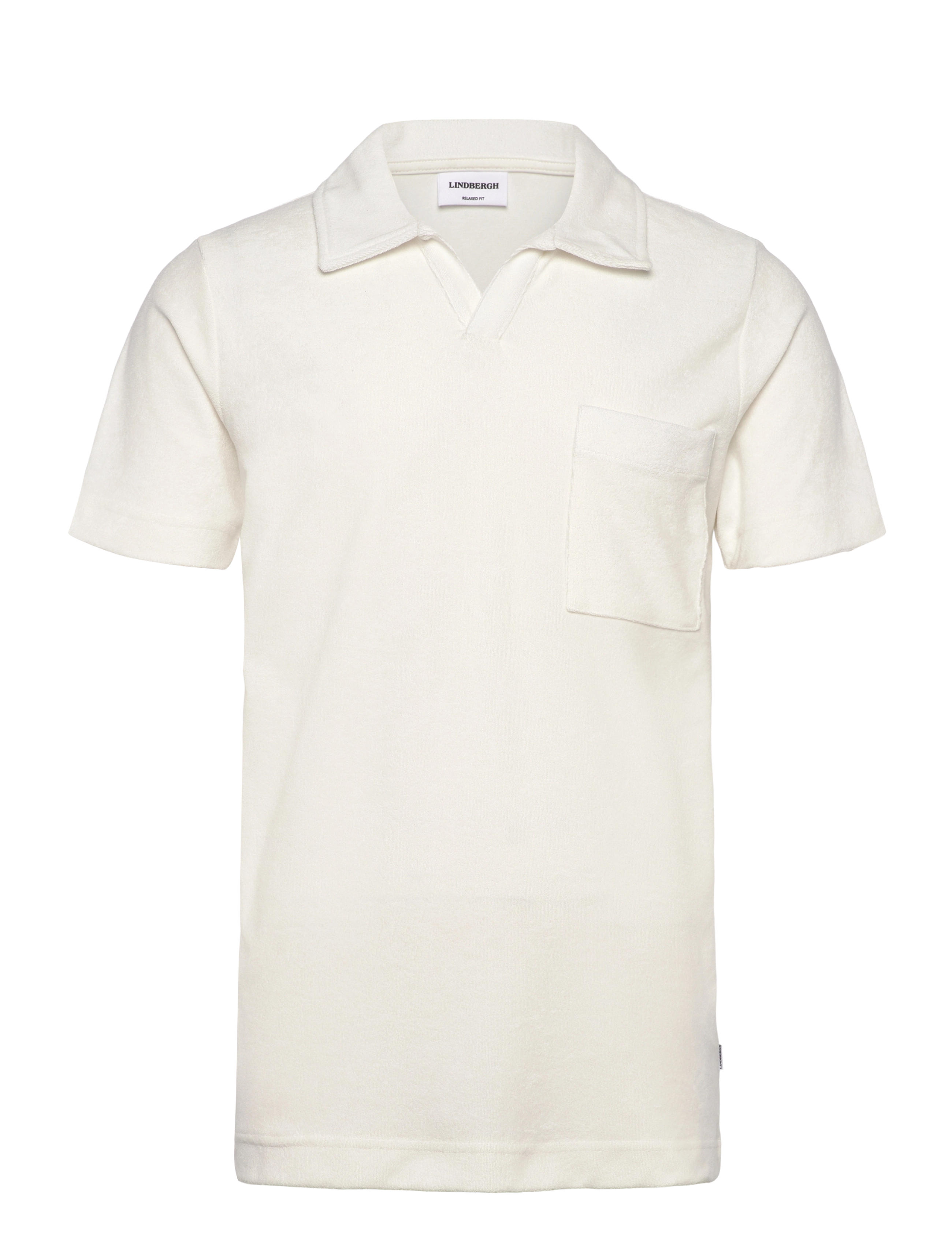 Lindbergh Terry pique w split neck - Poloer - PEARL WHITE / white