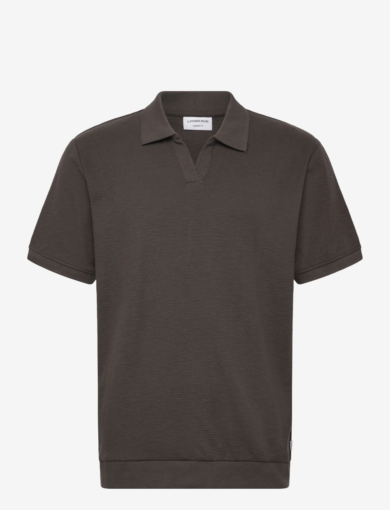 Lindbergh - Open collar structure rib polo - laveste priser - ebony brown - 0