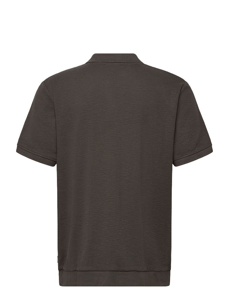 Lindbergh - Open collar structure rib polo - kurzärmelig - ebony brown - 2