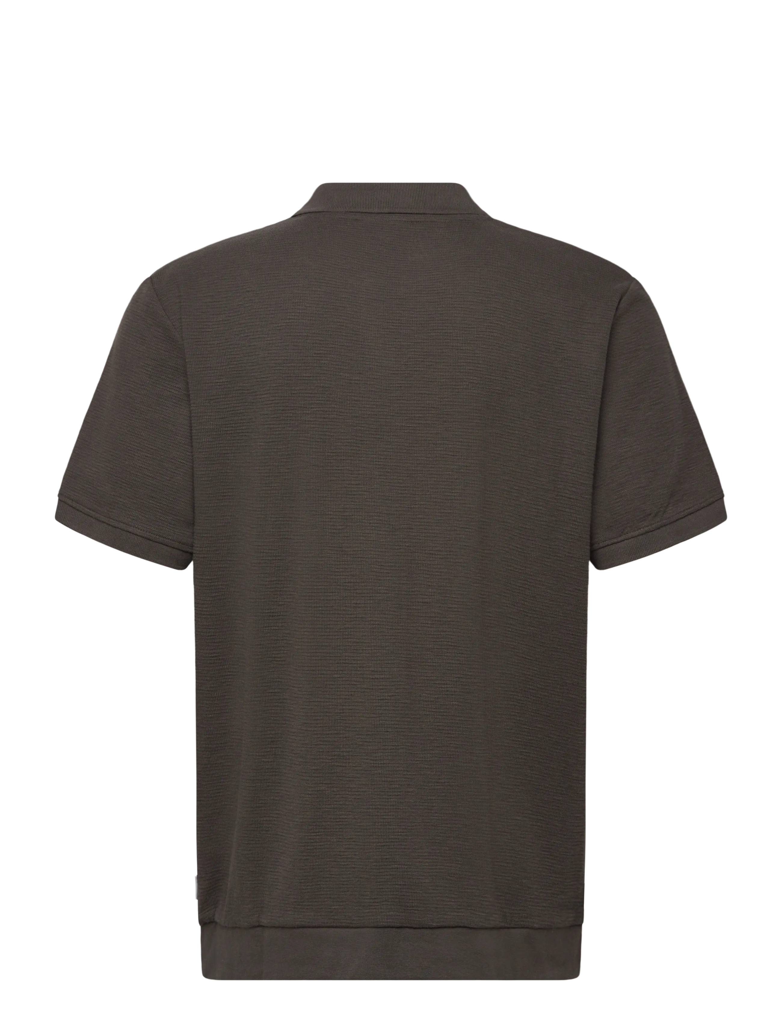 Lindbergh - Open collar structure rib polo - short-sleeved polos - ebony brown - 2