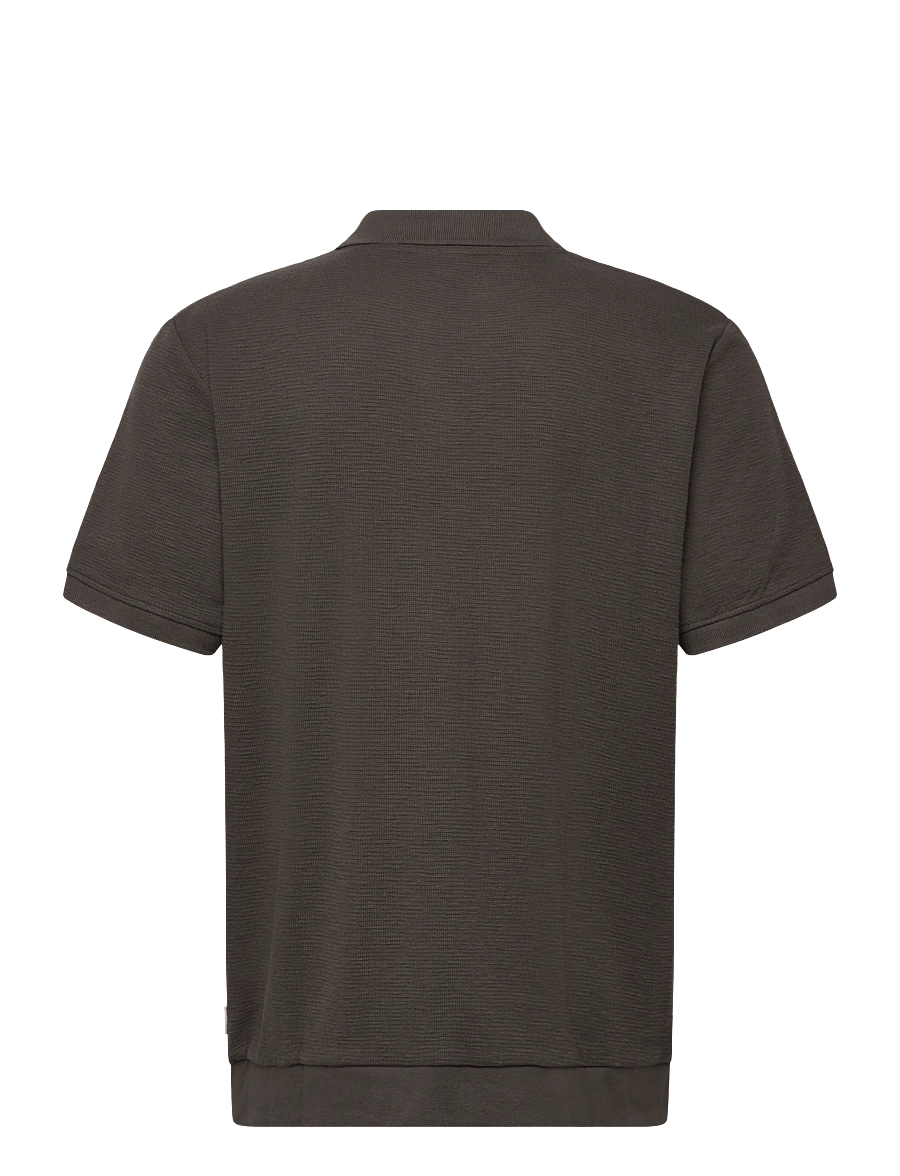 Lindbergh - Open collar structure rib polo - kurzärmelig - ebony brown - 2