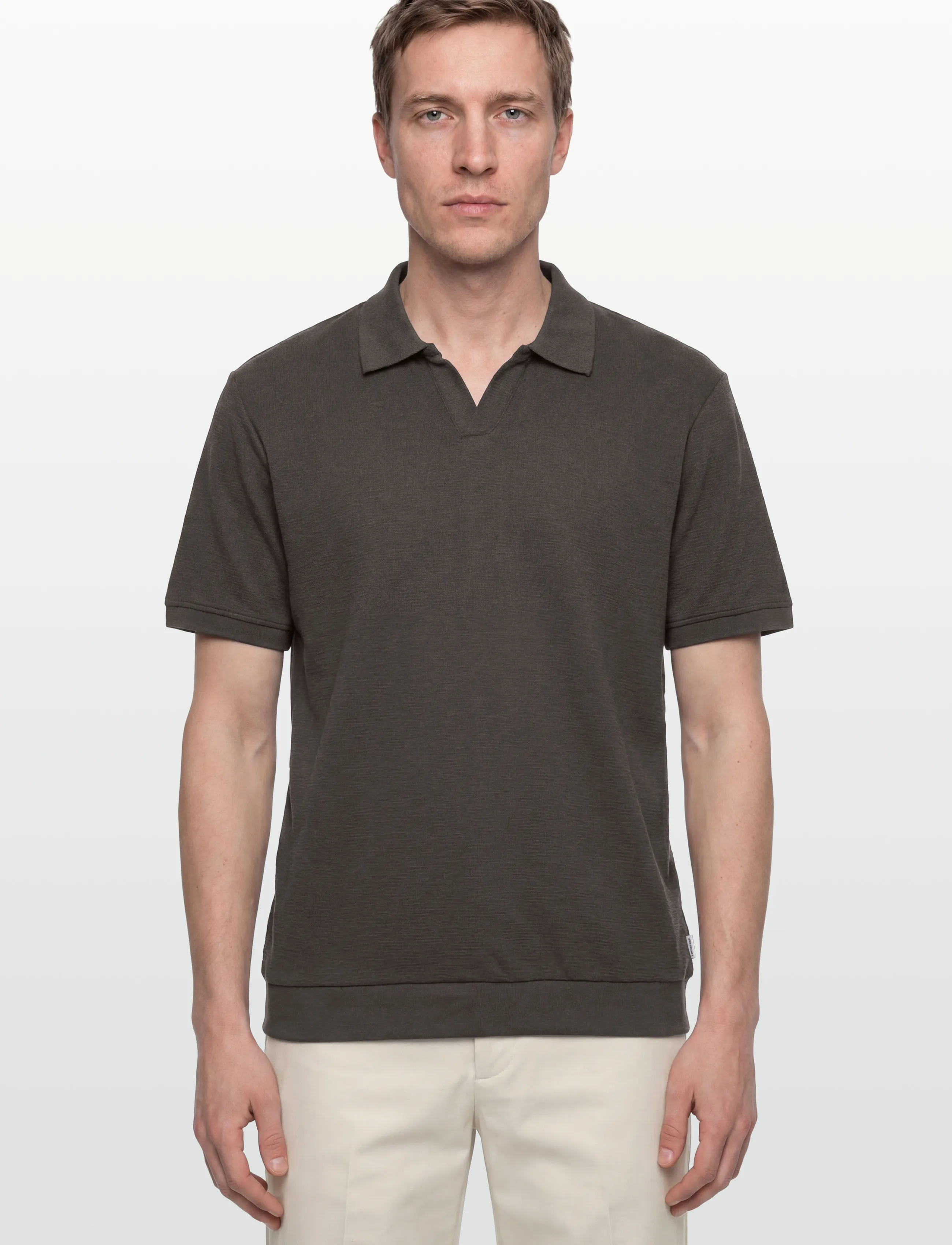 Open Collar Structure Rib Polo 2