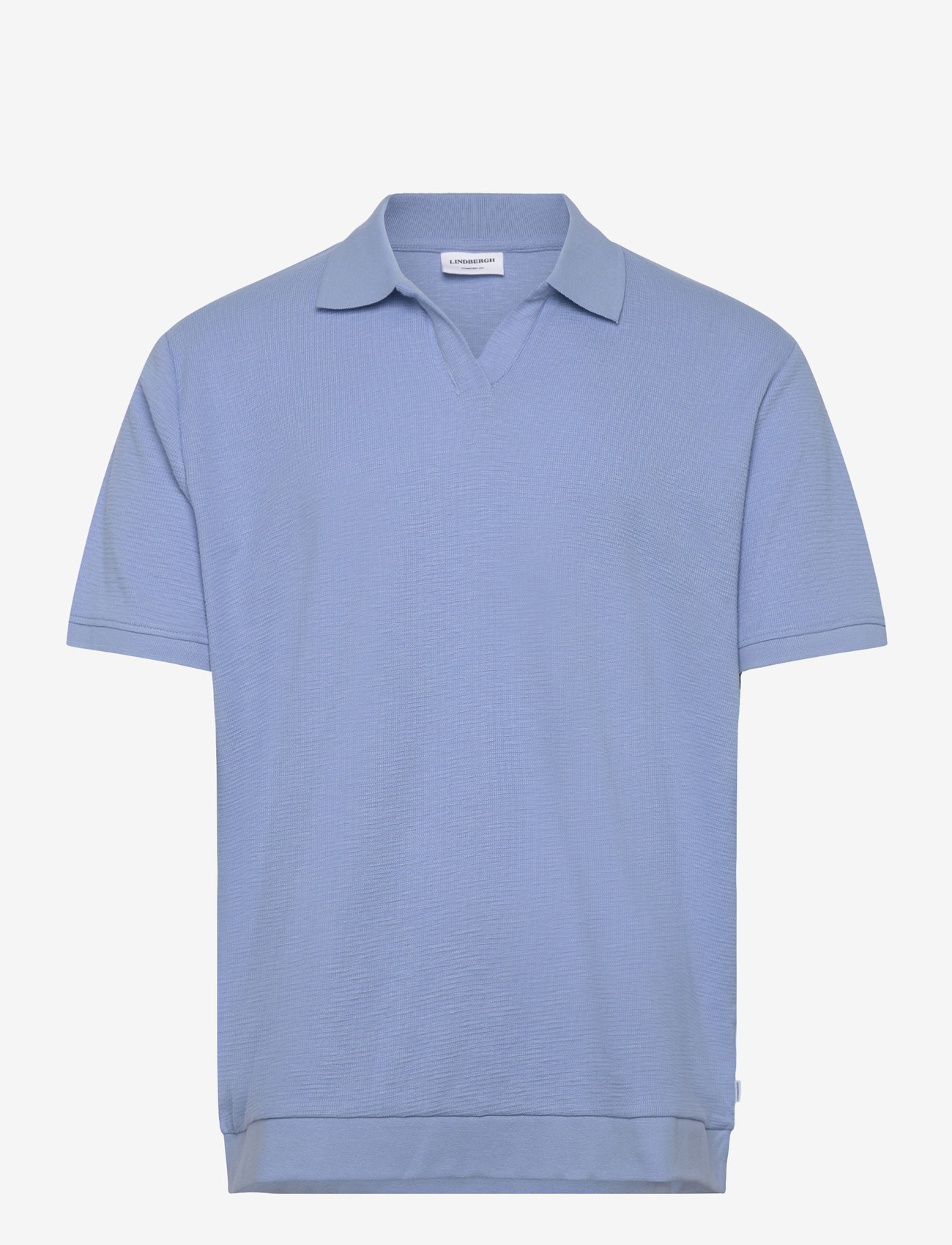 Lindbergh - Open collar structure rib polo - kortærmede poloer - lt blue - 1