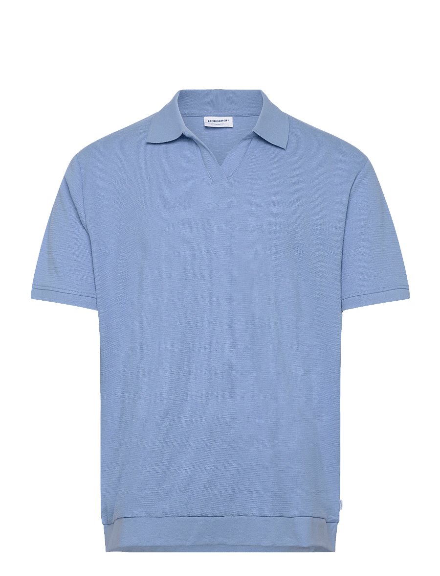 Lindbergh - Open collar structure rib polo - kurzärmelig - lt blue - 1