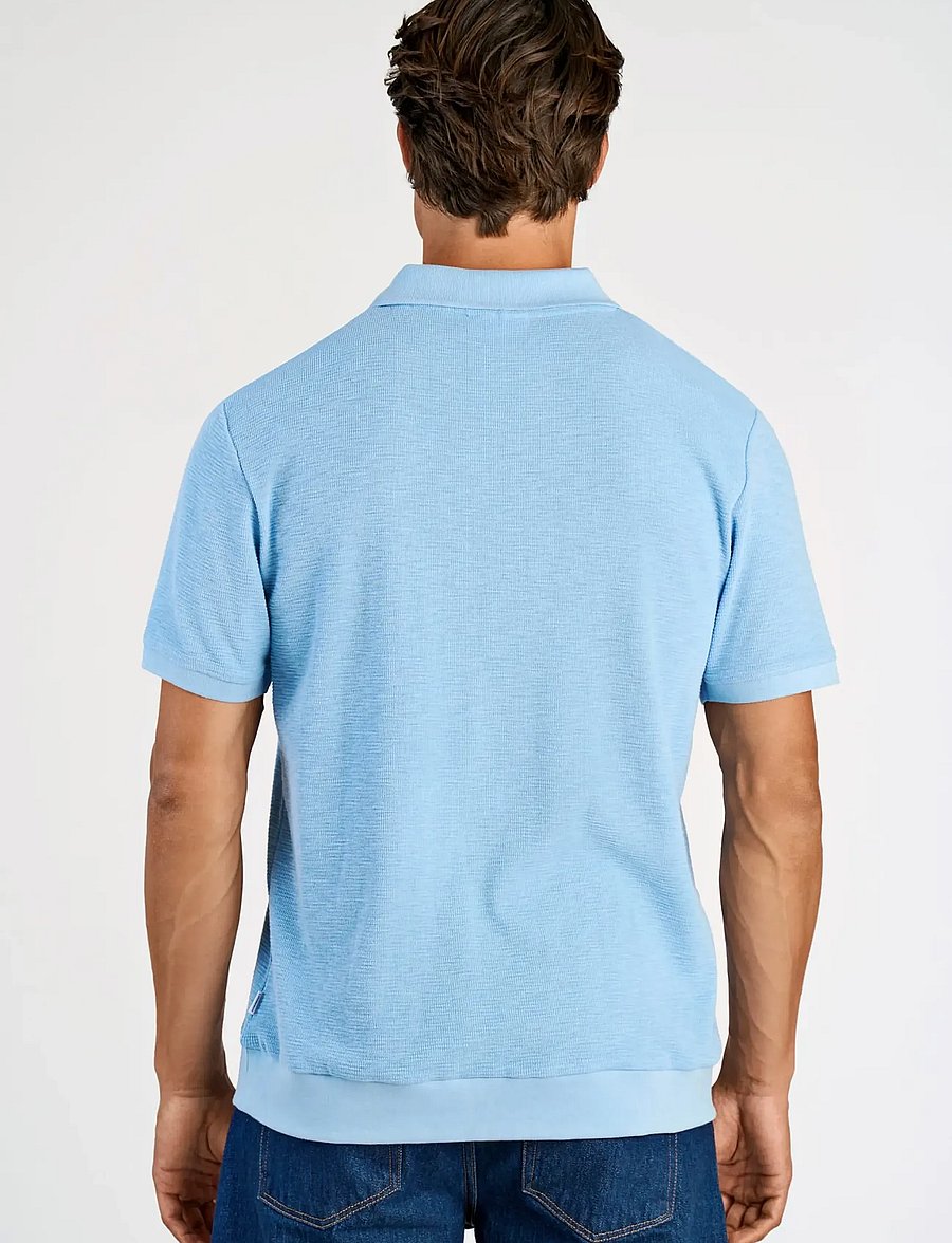 Lindbergh - Open collar structure rib polo - kurzärmelig - lt blue - 4