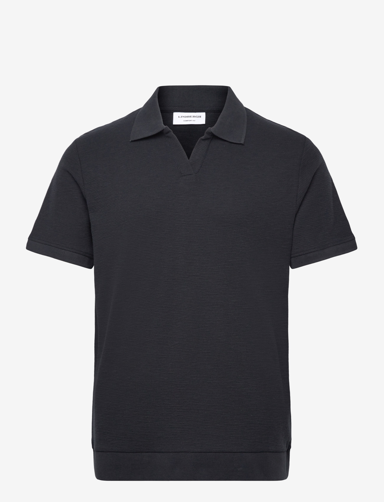 Lindbergh - Open collar structure rib polo - kortærmede poloer - navy - 1