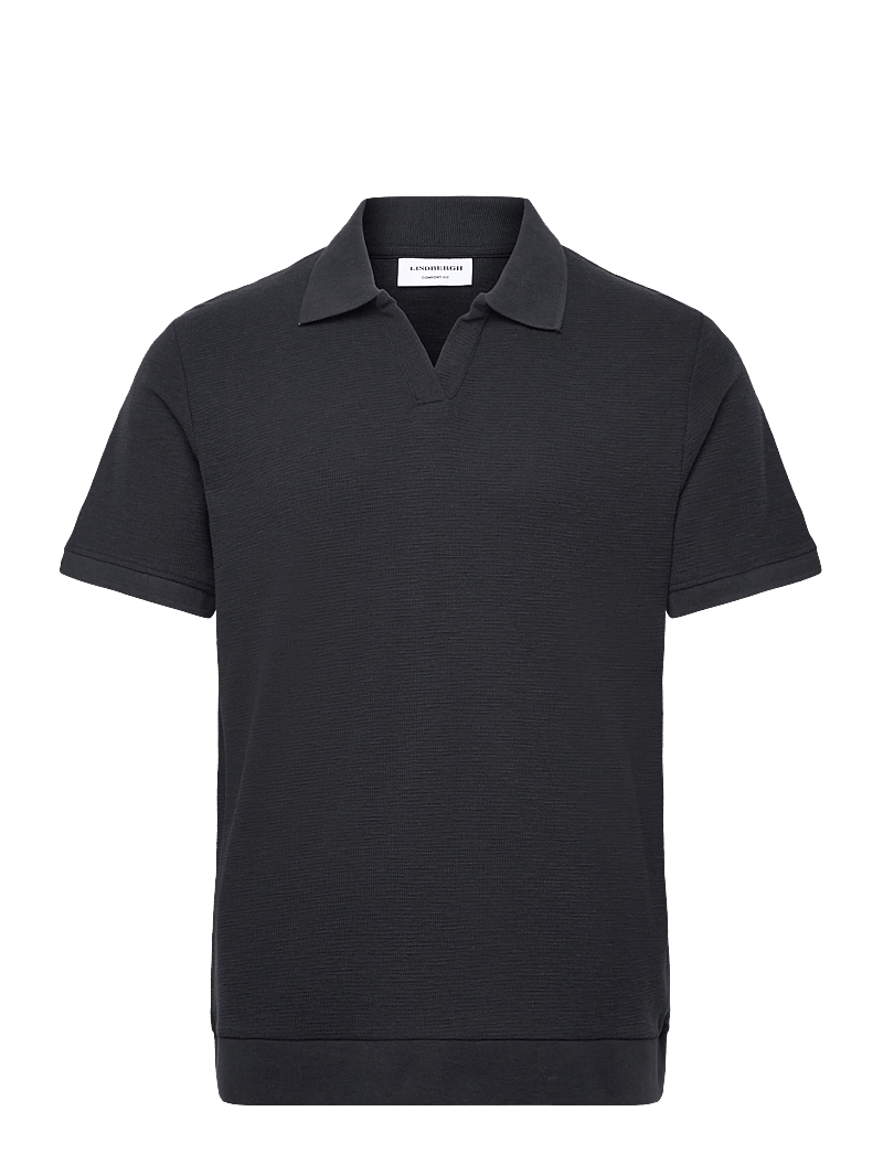 Lindbergh - Open collar structure rib polo - kurzärmelig - navy - 1