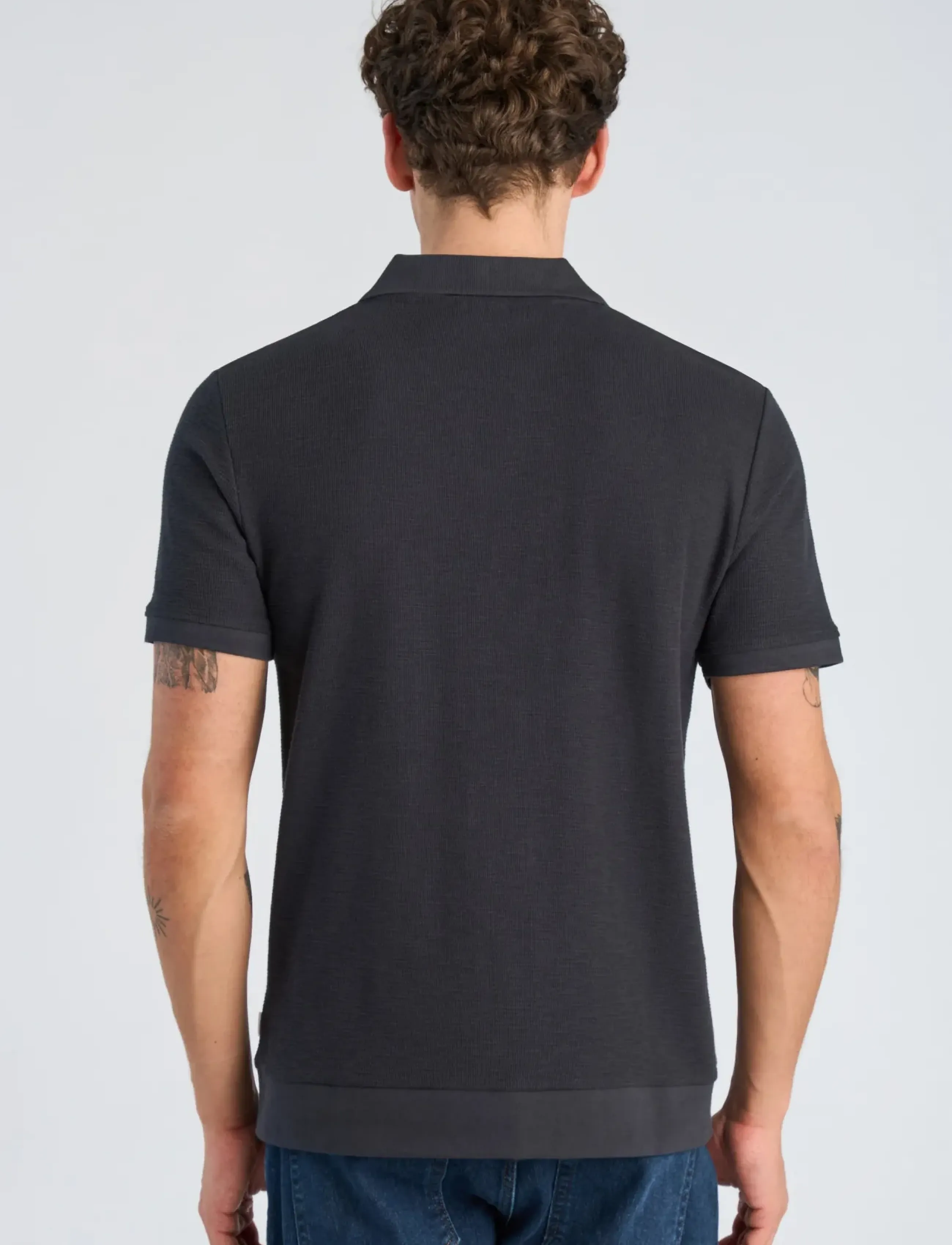 Open Collar Structure Rib Polo 3