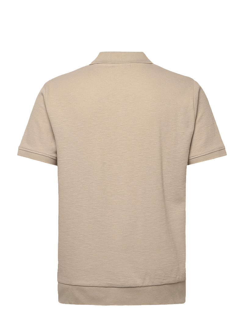 Lindbergh - Open collar structure rib polo - kurzärmelig - stone - 2