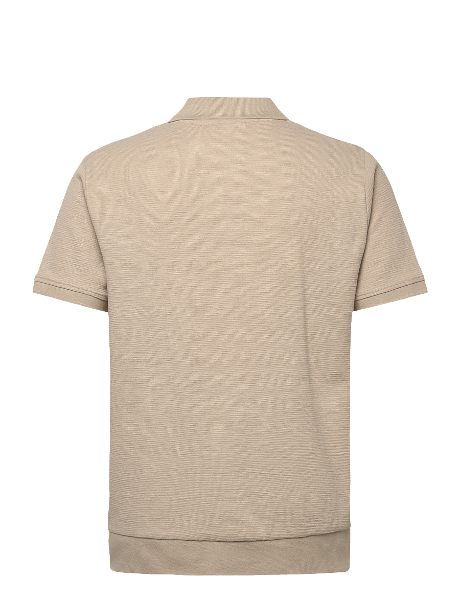 Lindbergh - Open collar structure rib polo - kurzärmelig - stone - 2