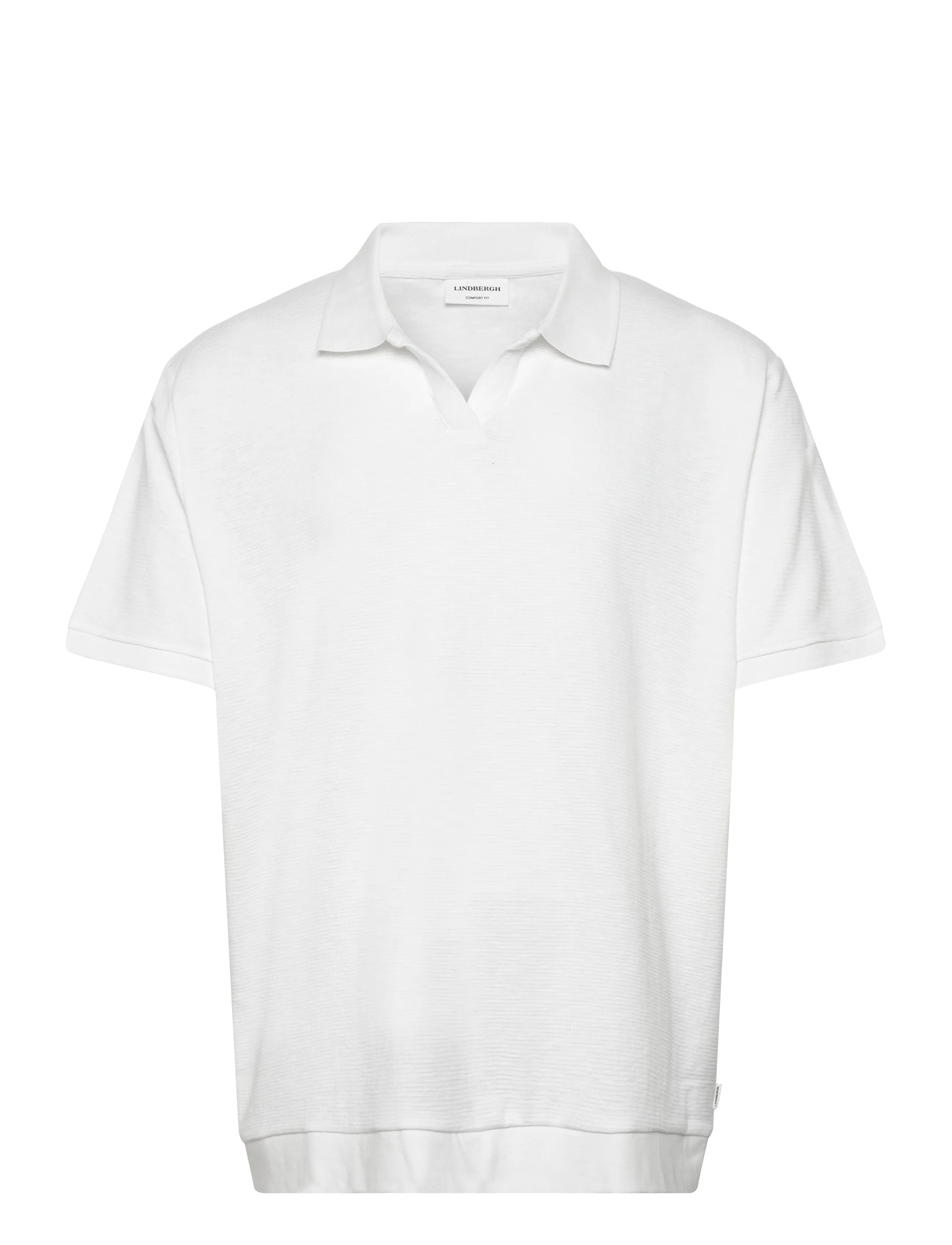 Lindbergh Open collar structure rib polo - Pikéer - WHITE / white