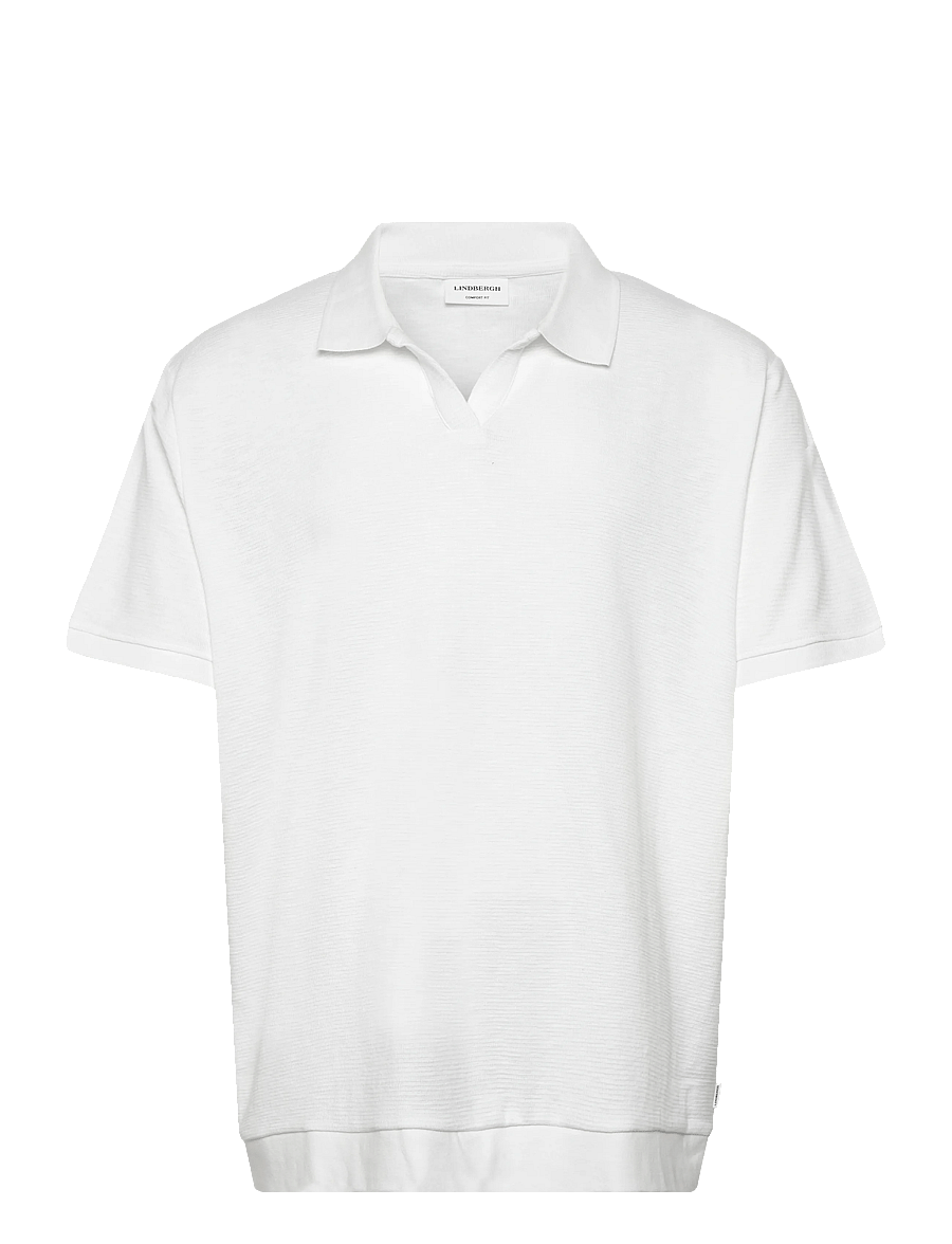 Lindbergh - Open collar structure rib polo - kurzärmelig - white - 1