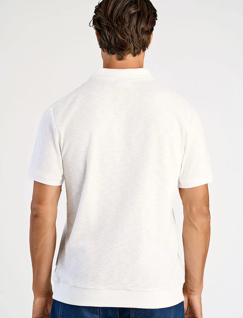 Lindbergh - Open collar structure rib polo - kurzärmelig - white - 4