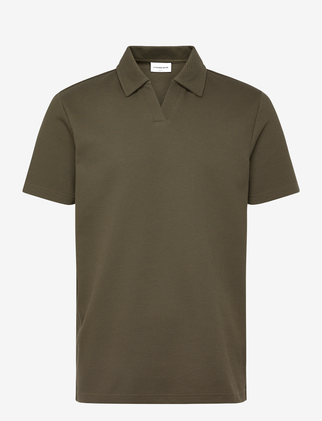 Lindbergh - Waffle polo split neck - kortærmede poloer - army - 1