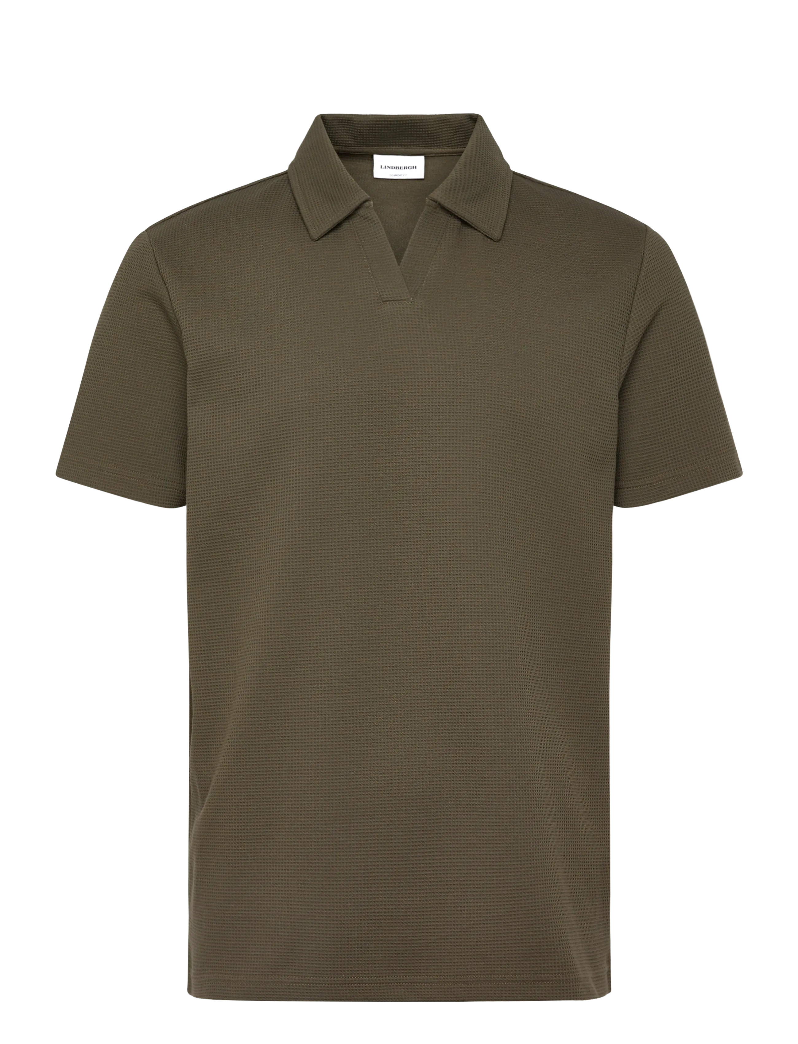Lindbergh Waffle polo split neck - Booztlet only men - ARMY / green