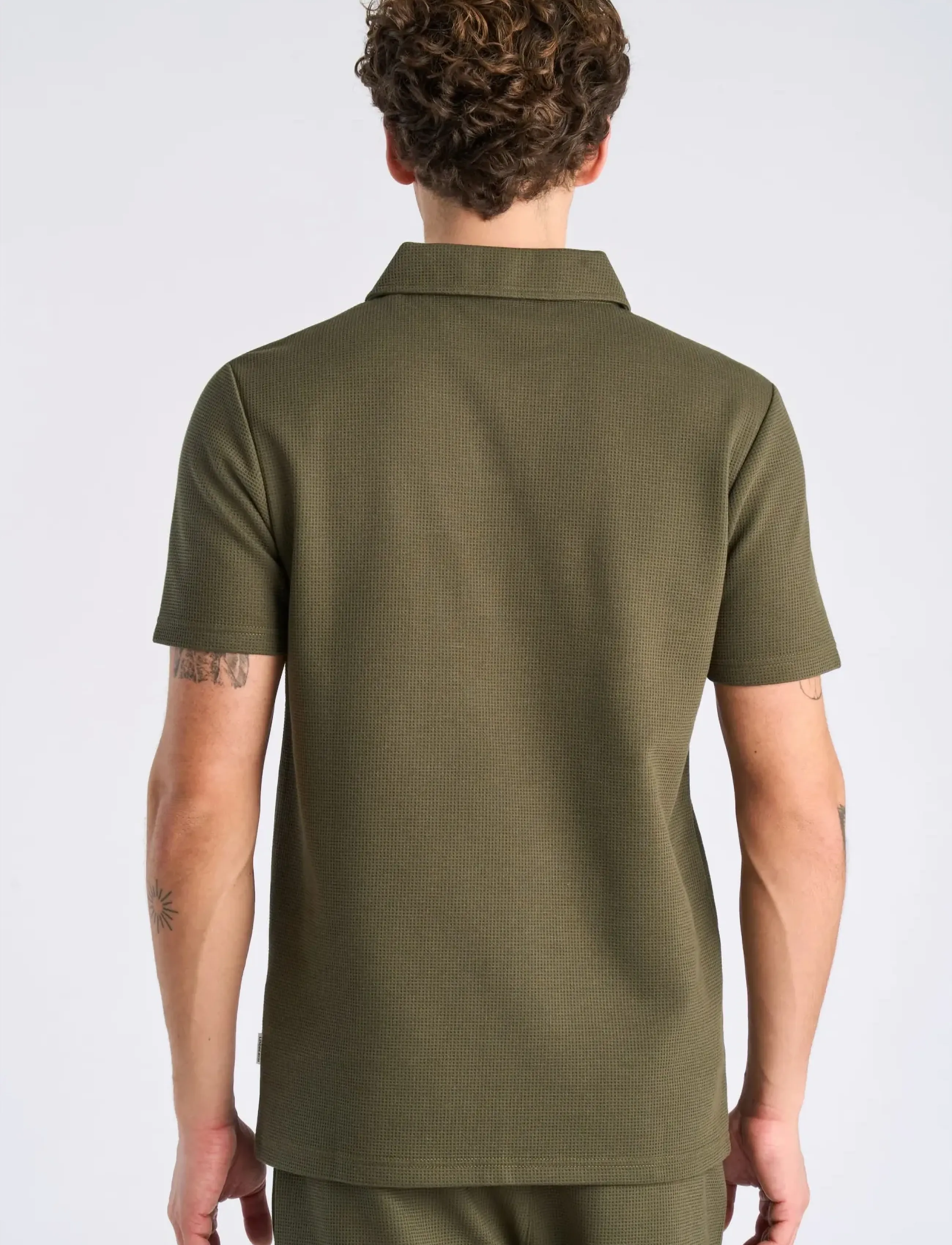 Lindbergh - Waffle polo split neck - lühikeste varrukatega polod - army - 4