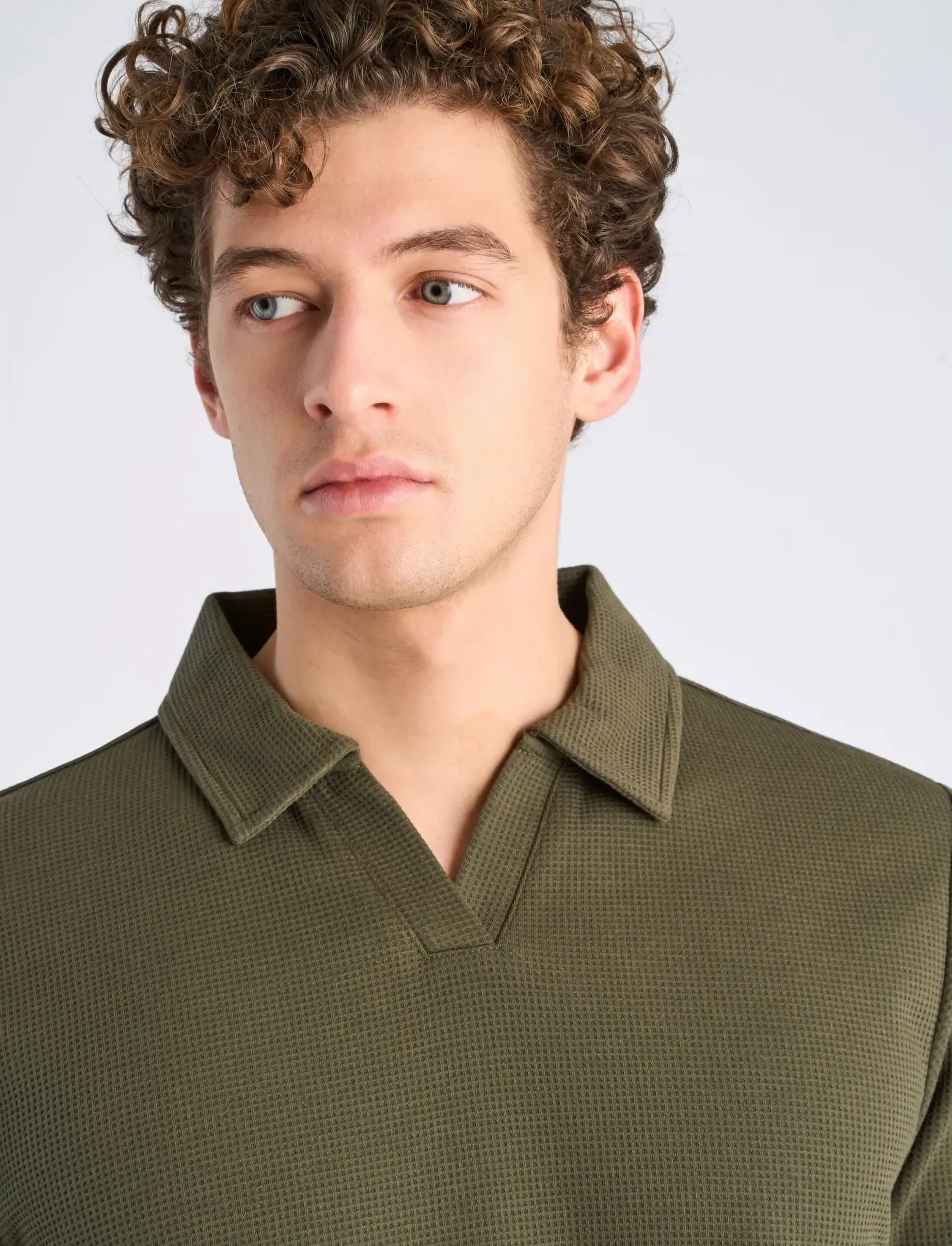 Lindbergh - Waffle polo split neck - lühikeste varrukatega polod - army - 5