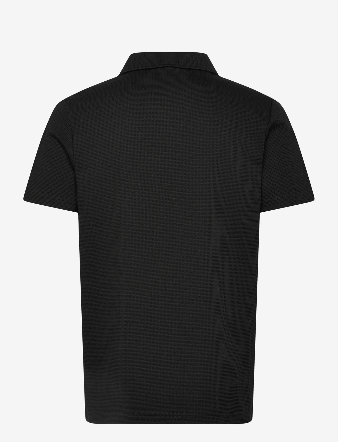 Lindbergh - Waffle polo split neck - kortærmede poloer - black - 2