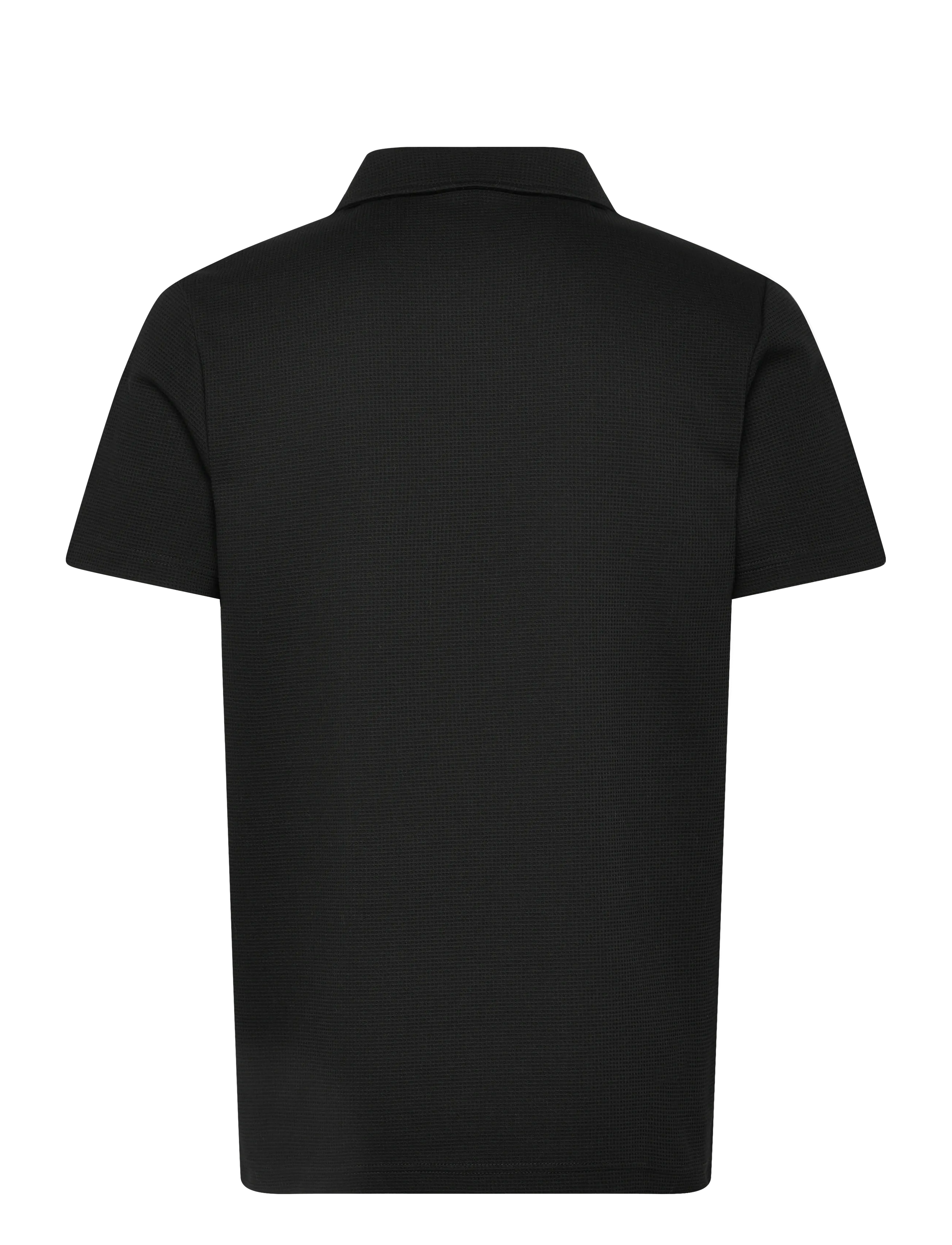 Lindbergh - Waffle polo split neck - short-sleeved polos - black - 2