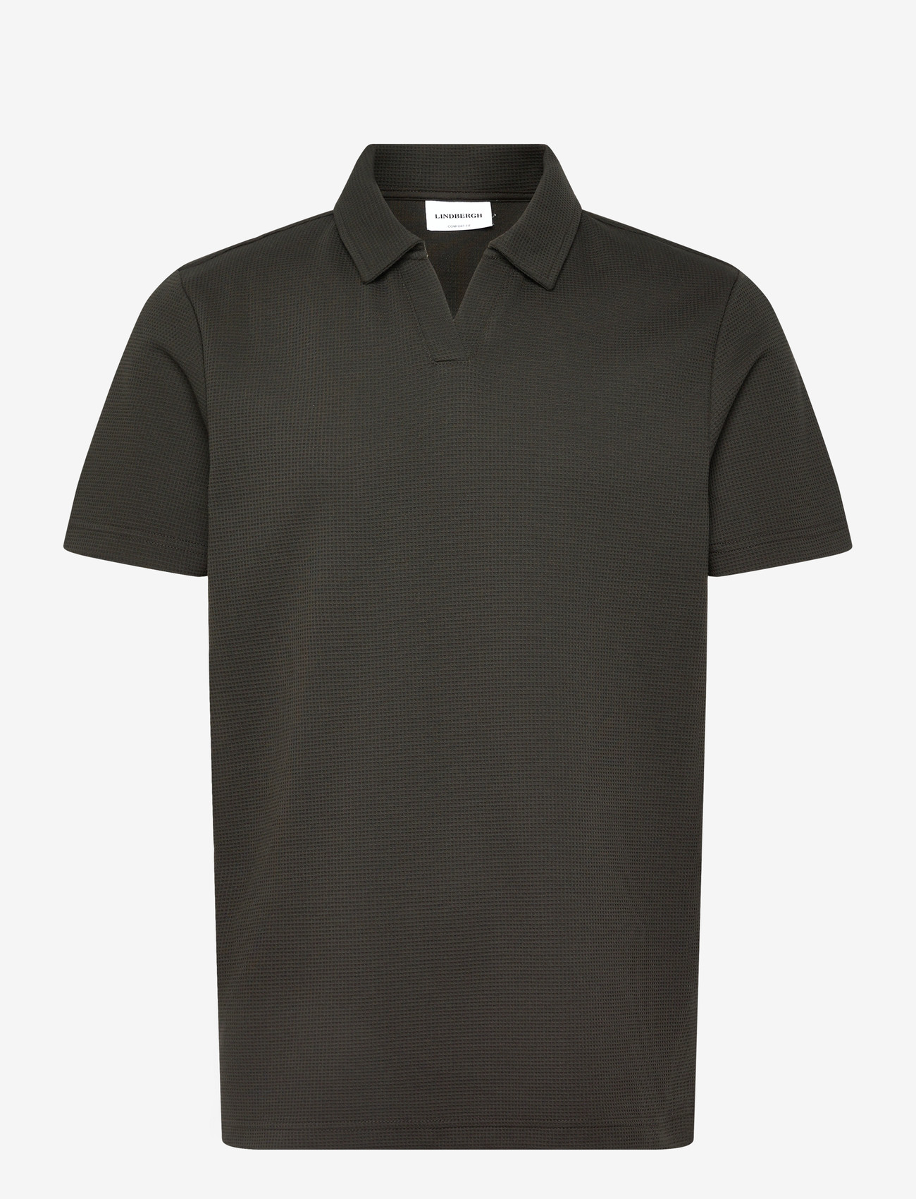 Lindbergh - Waffle polo split neck - kortærmede poloer - ebony brown - 1