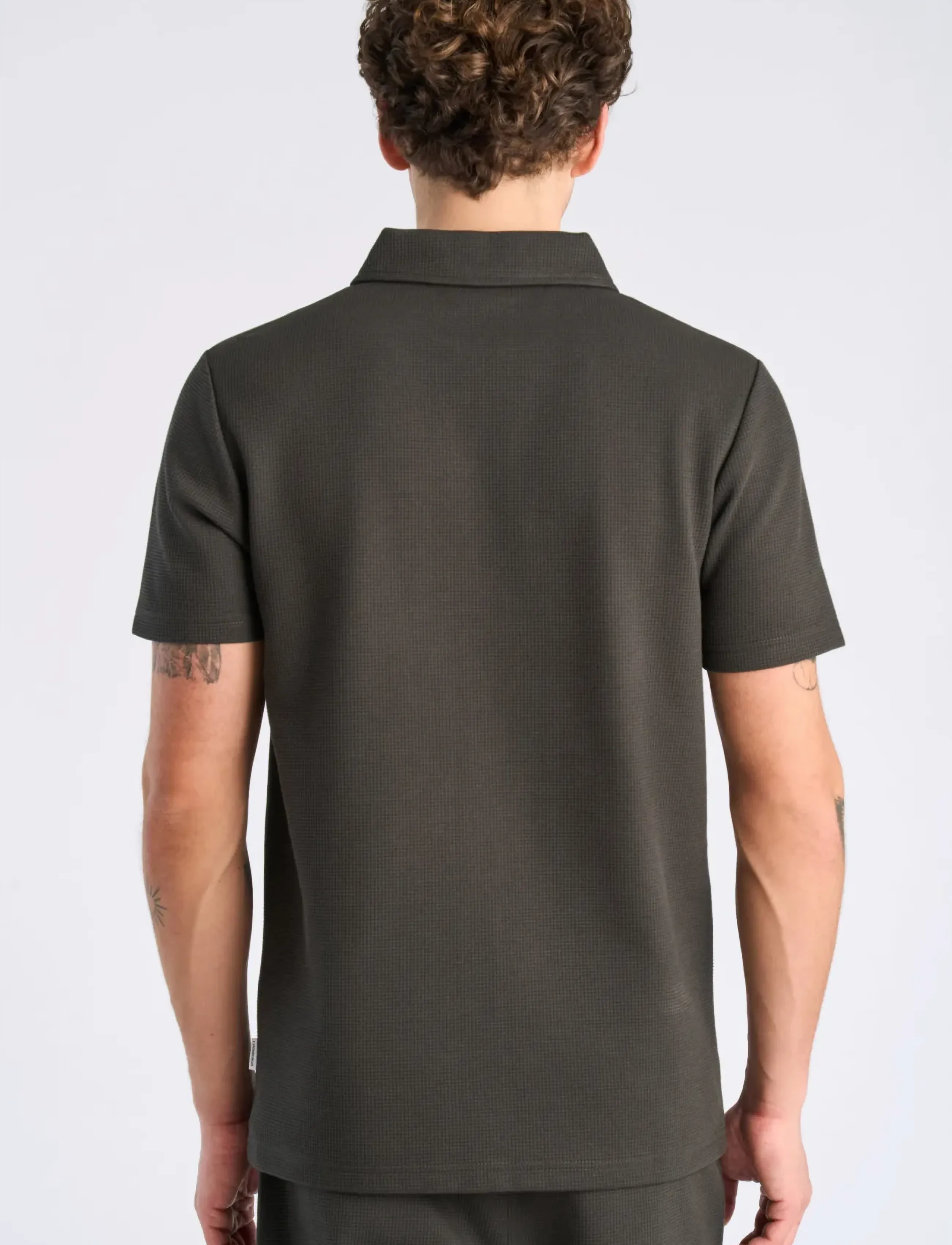 Lindbergh - Waffle polo split neck - lühikeste varrukatega polod - ebony brown - 4