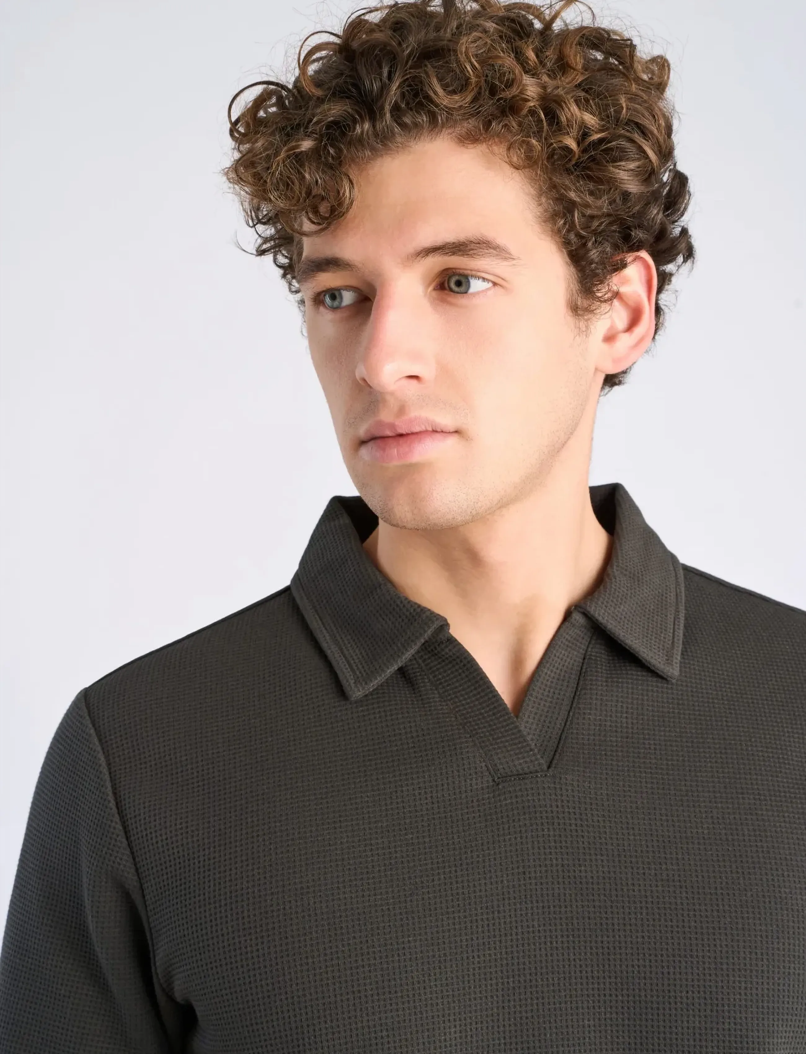 Lindbergh - Waffle polo split neck - lühikeste varrukatega polod - ebony brown - 5