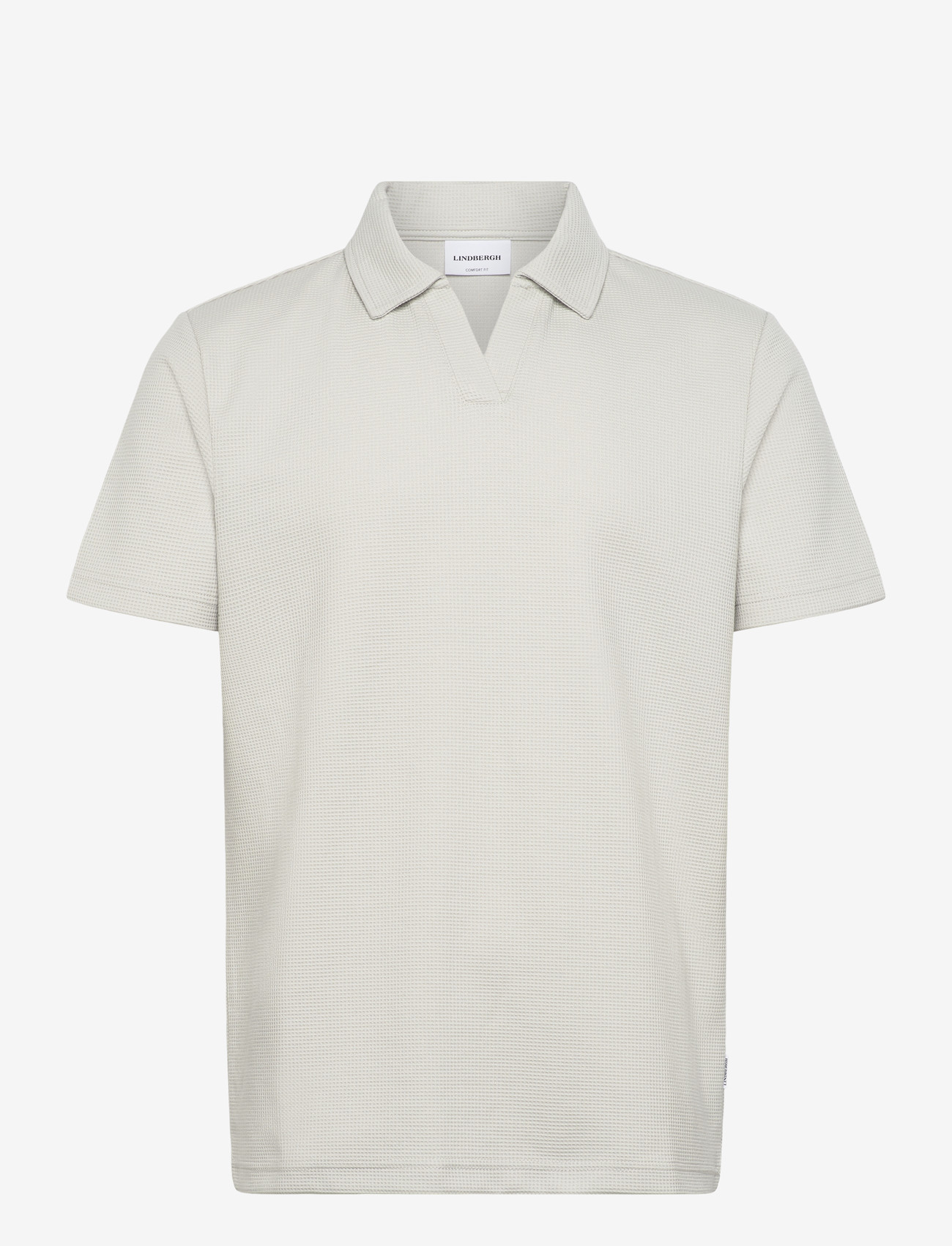Lindbergh - Waffle polo split neck - lyhythihaiset - lt grey - 1