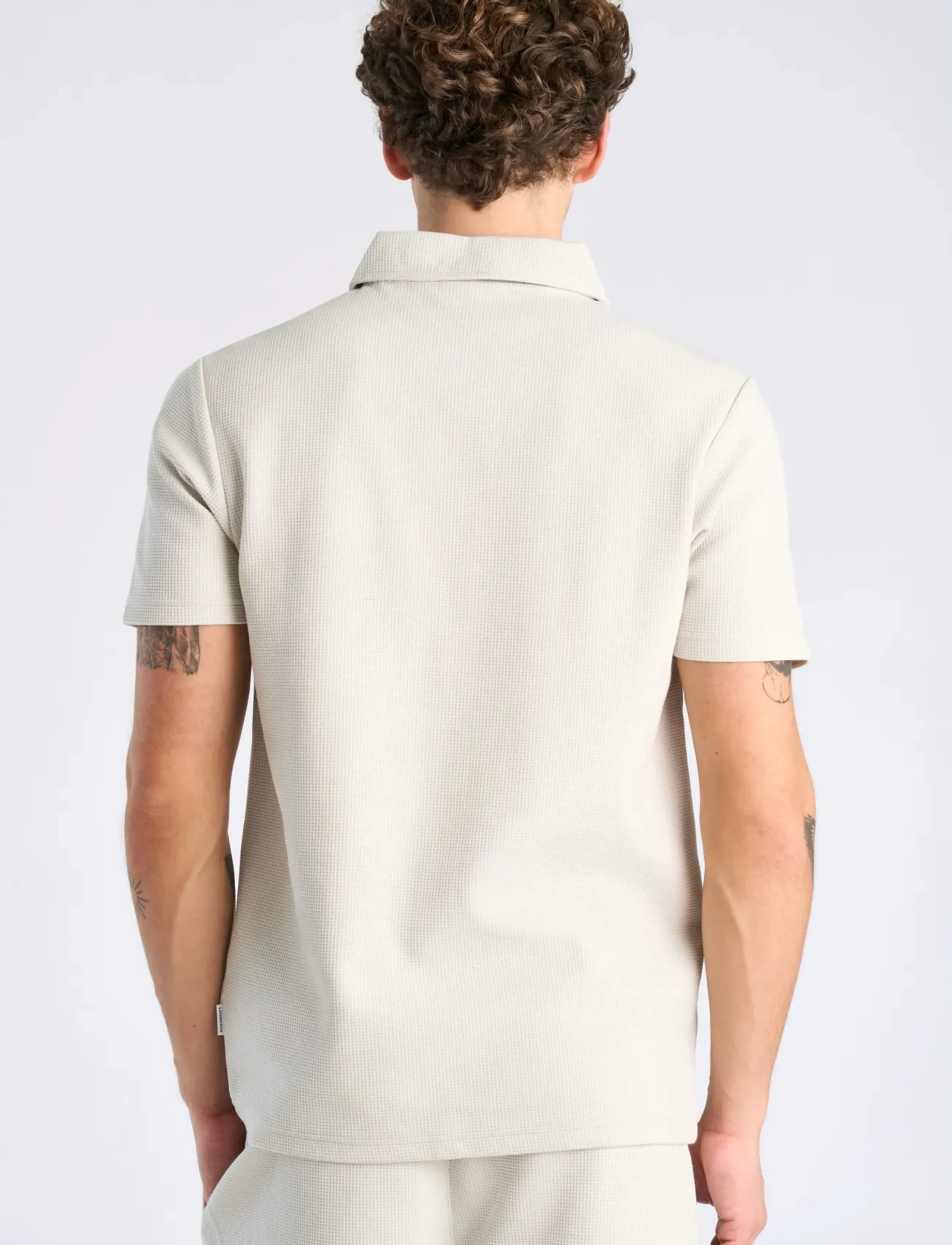 Lindbergh - Waffle polo split neck - kortärmade pikéer - lt grey - 4