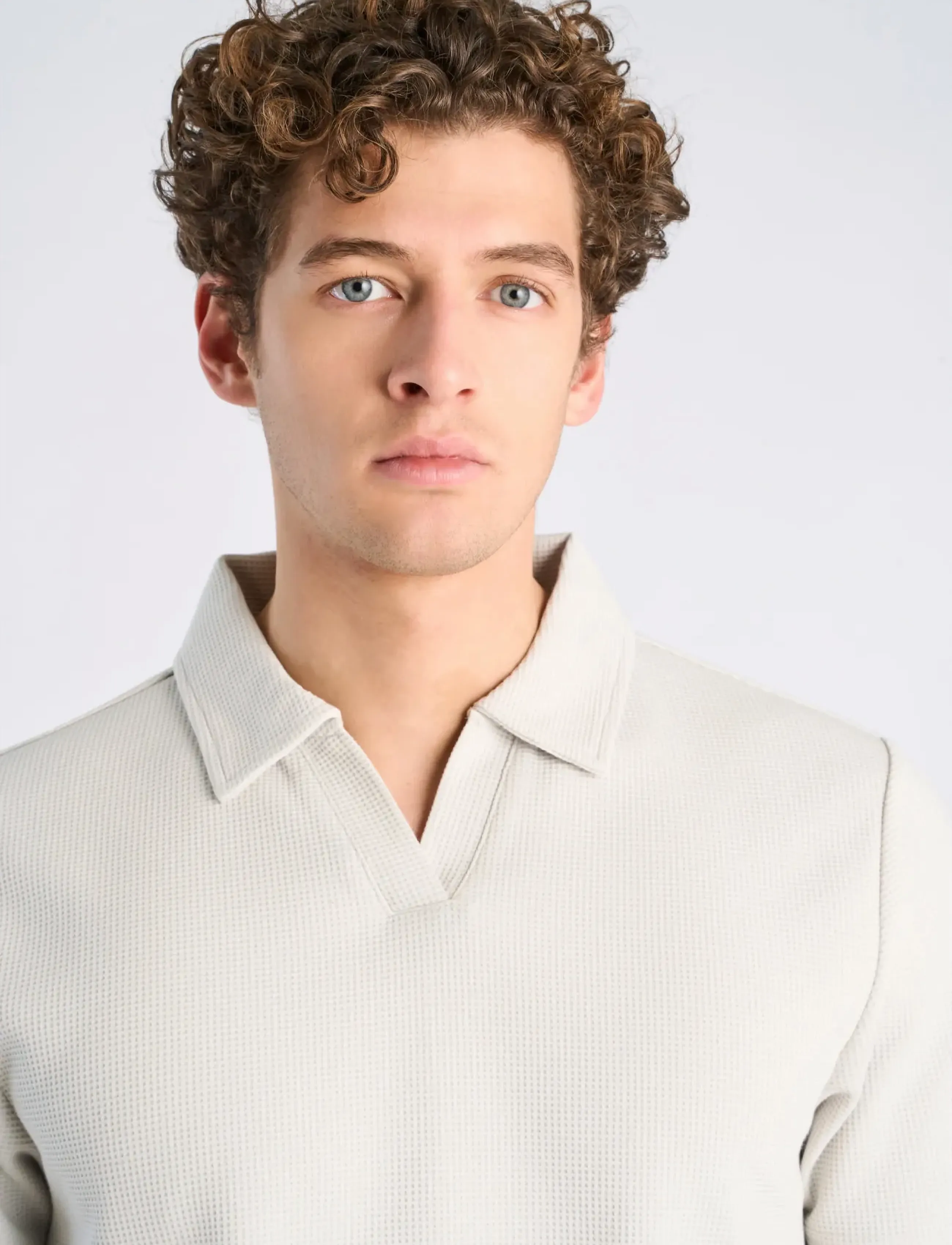 Lindbergh - Waffle polo split neck - kortärmade pikéer - lt grey - 5