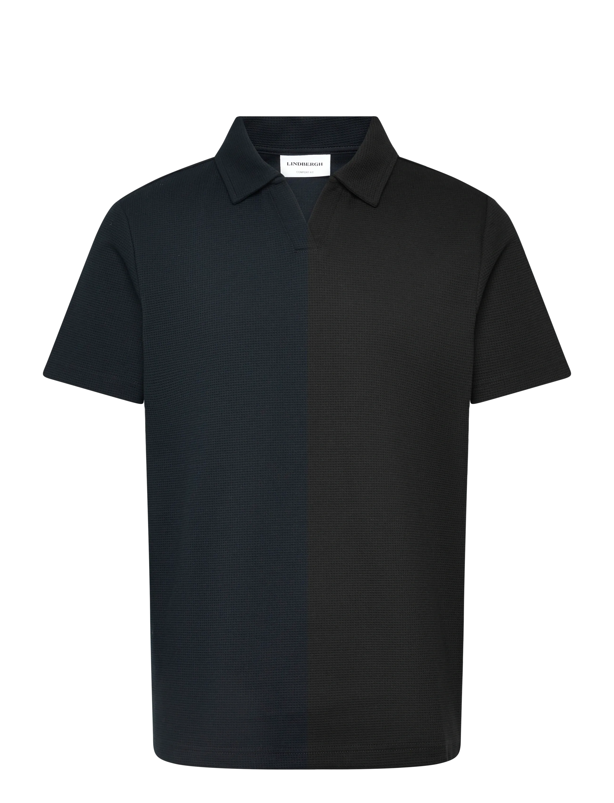 Lindbergh Waffle polo split neck - Booztlet only men - NAVY / navy