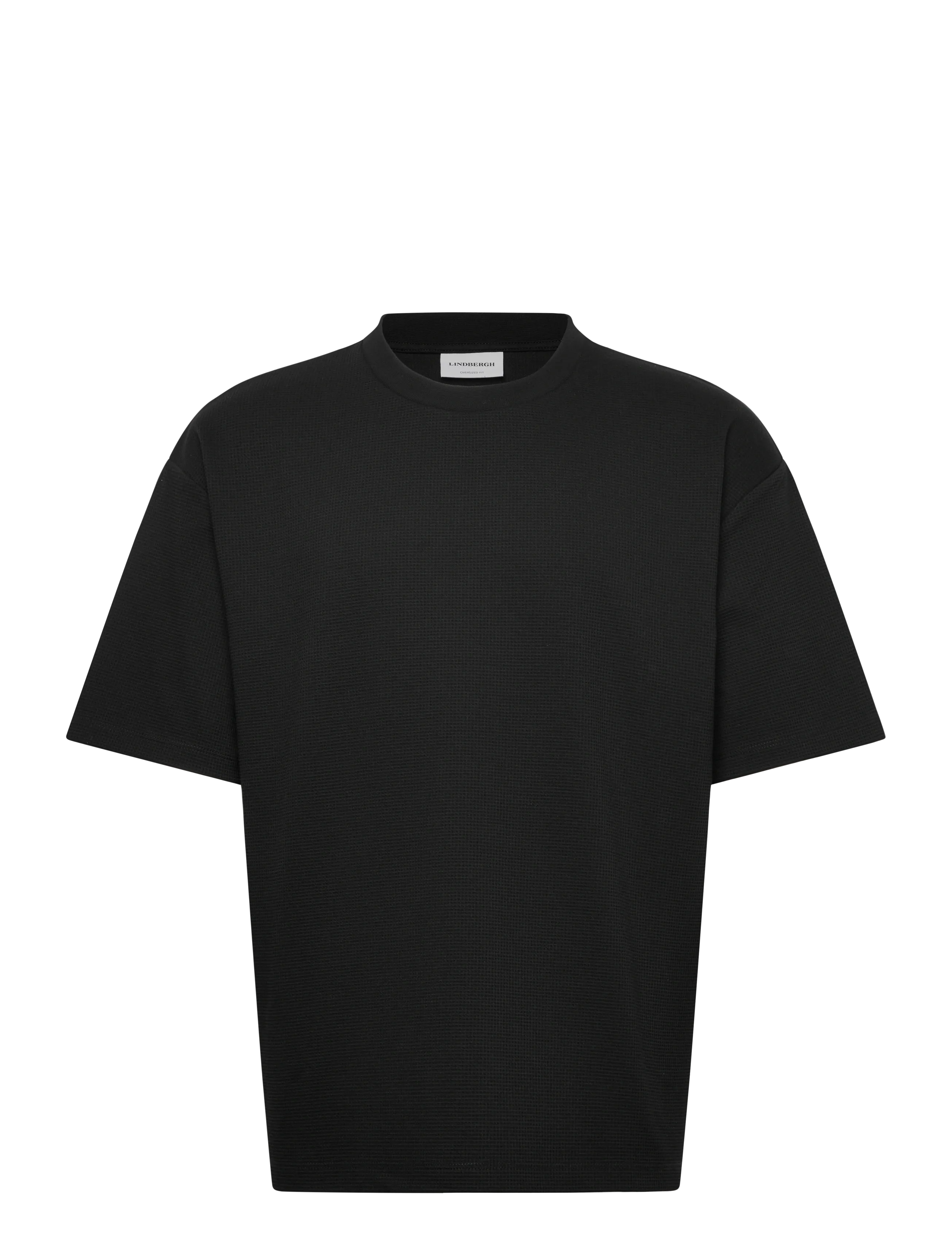 Lindbergh Oversize waffle tee - Tanktops - BLACK / black