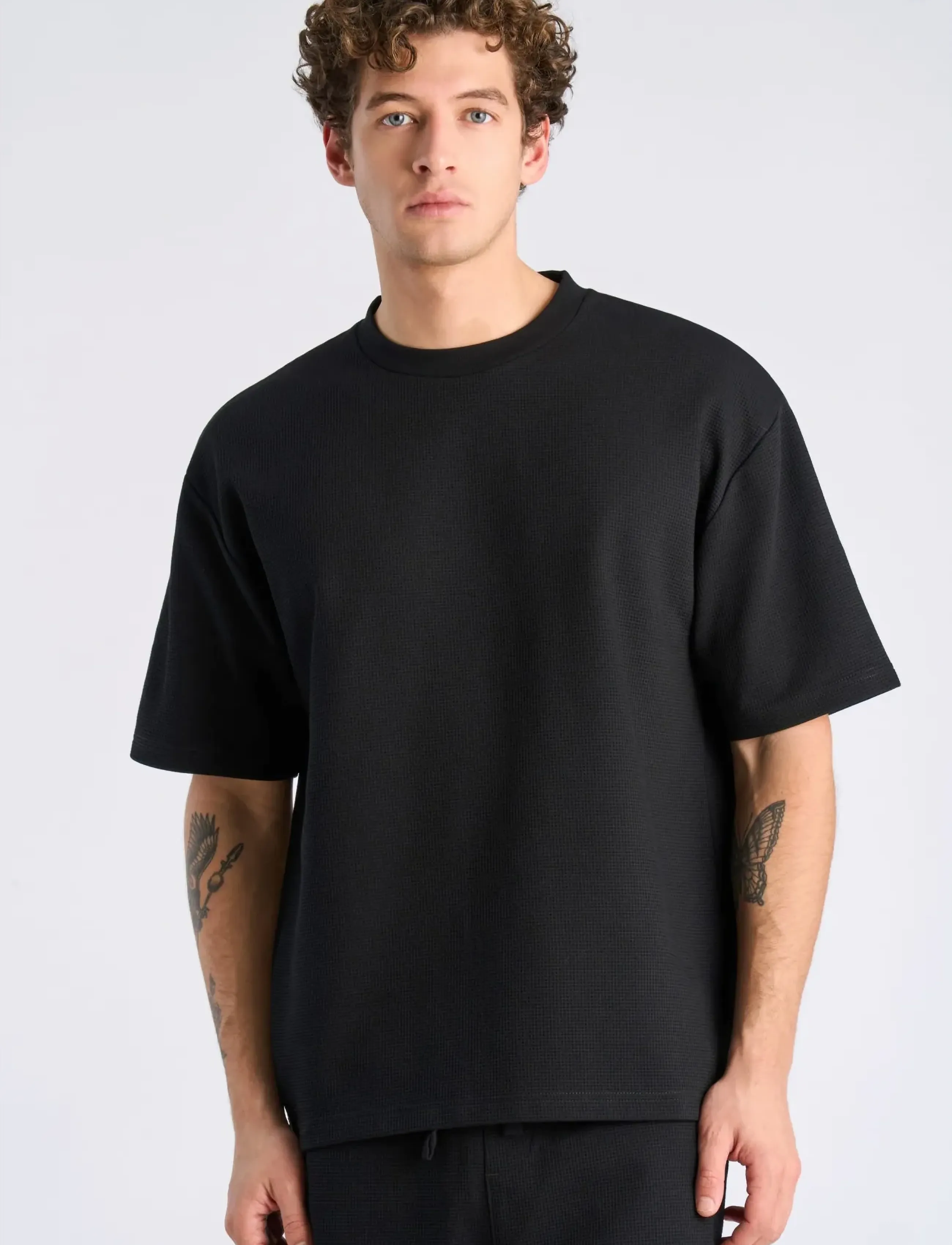 Lindbergh - Oversize waffle tee - kurzärmelige - black - 3