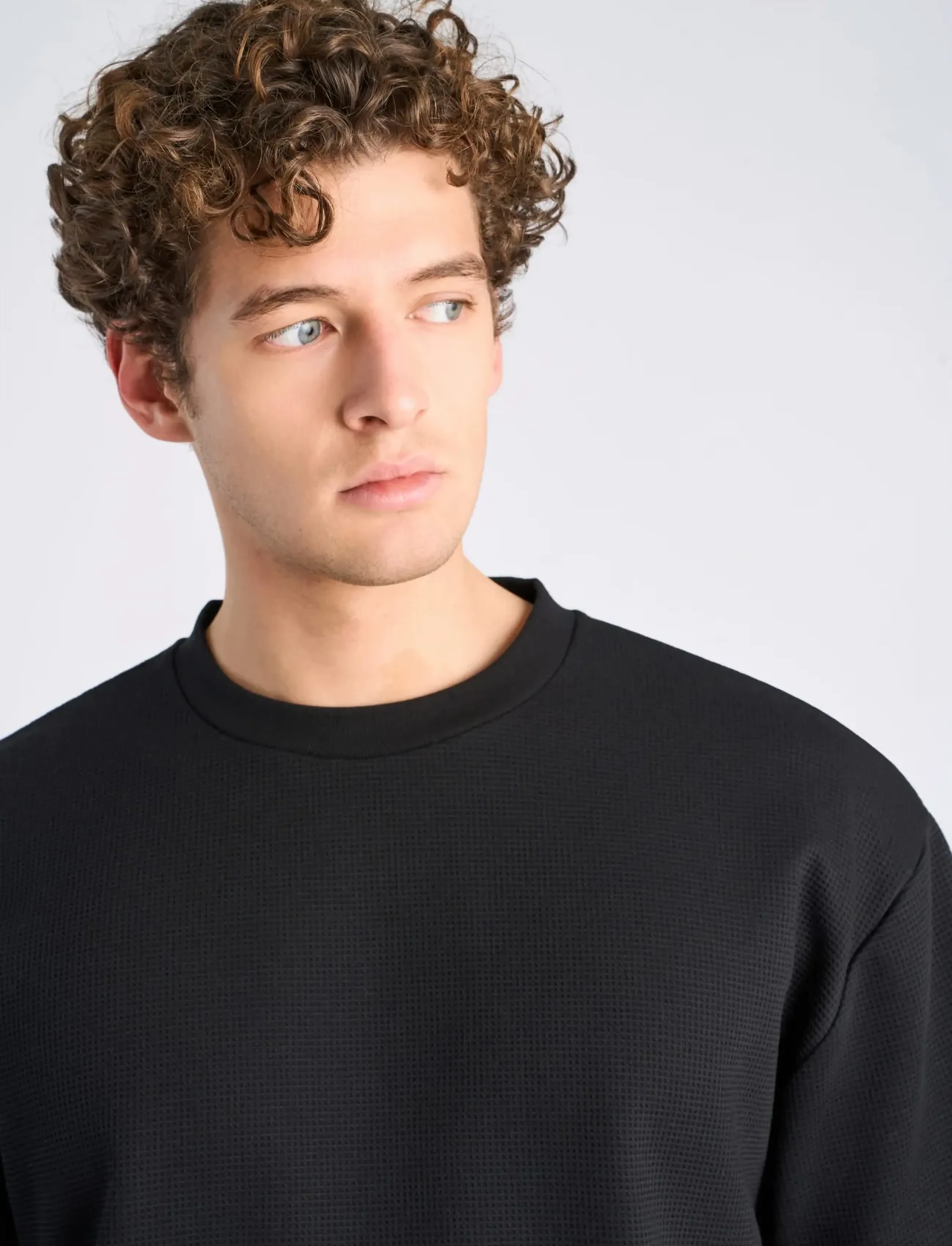 Lindbergh - Oversize waffle tee - kurzärmelige - black - 5