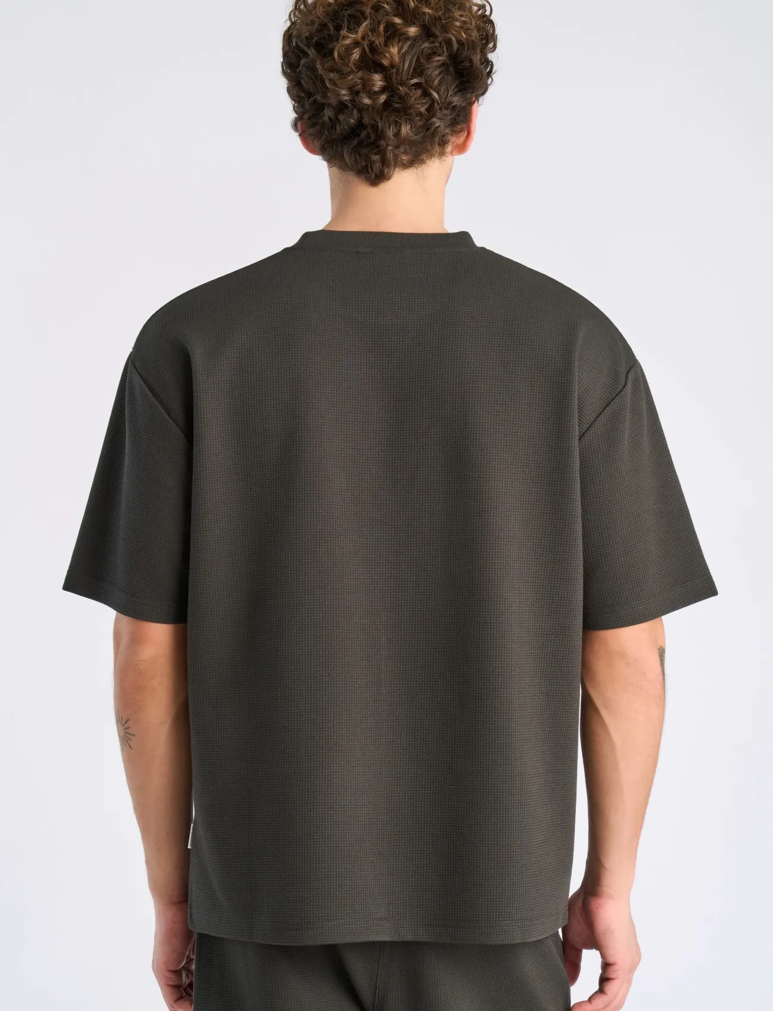 Lindbergh - Oversize waffle tee - lühikeste varrukatega t-särgid - ebony brown - 4