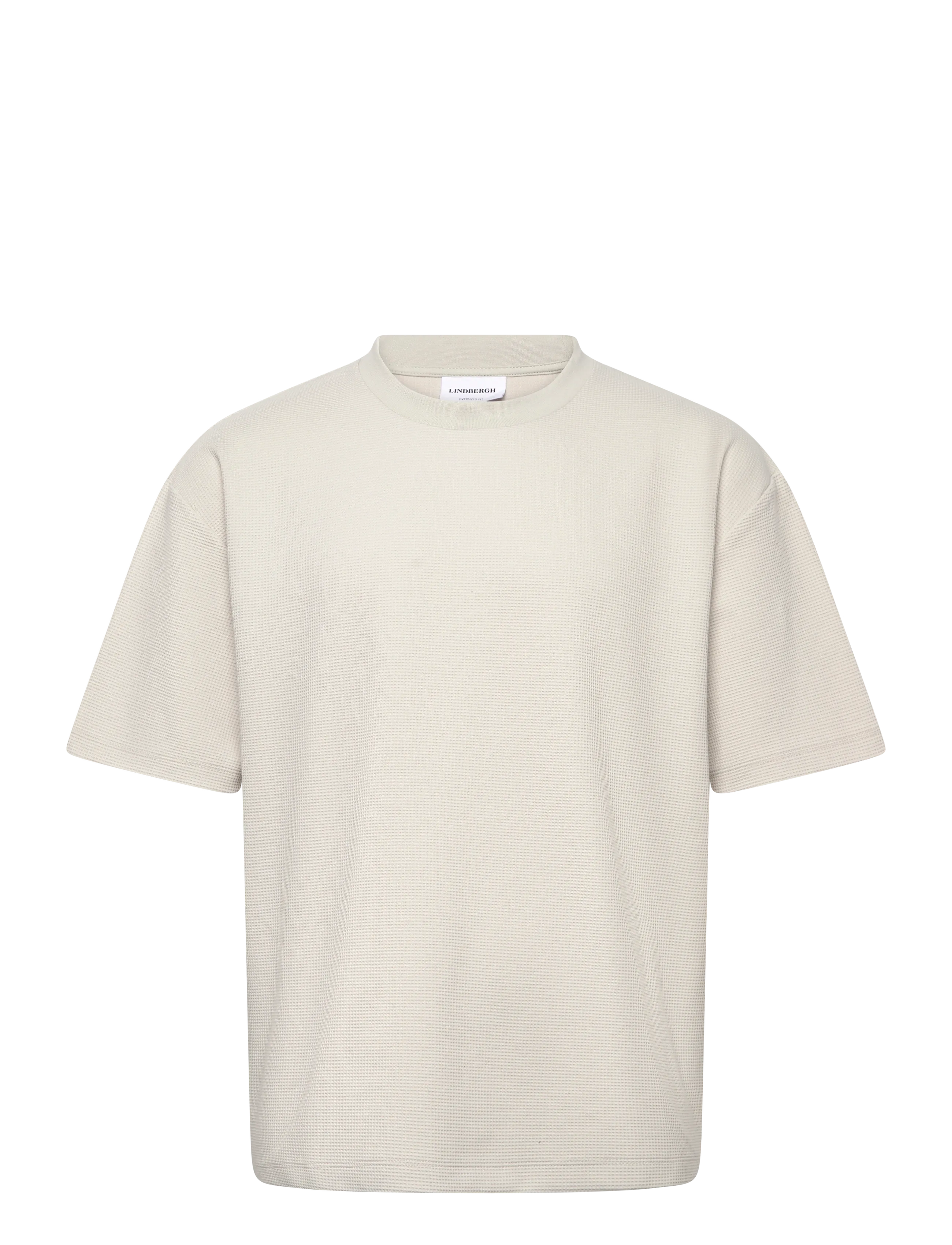 Lindbergh Oversize waffle tee - Booztlet only men - LT GREY / cream