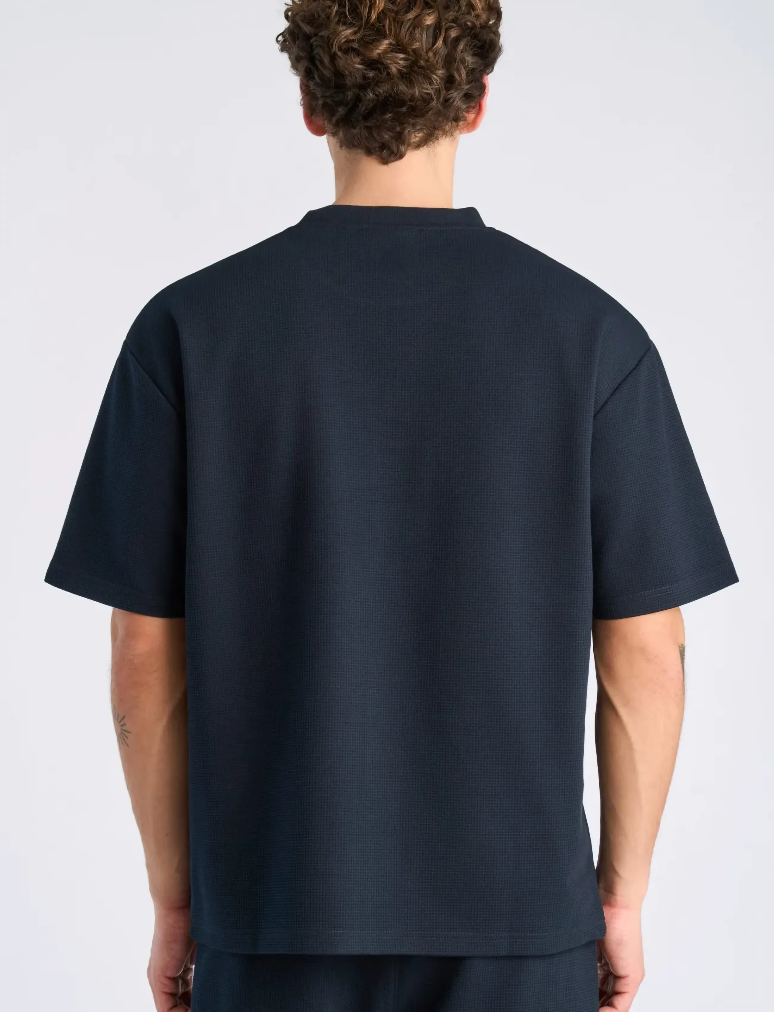 Lindbergh - Oversize waffle tee - lühikeste varrukatega t-särgid - navy - 4