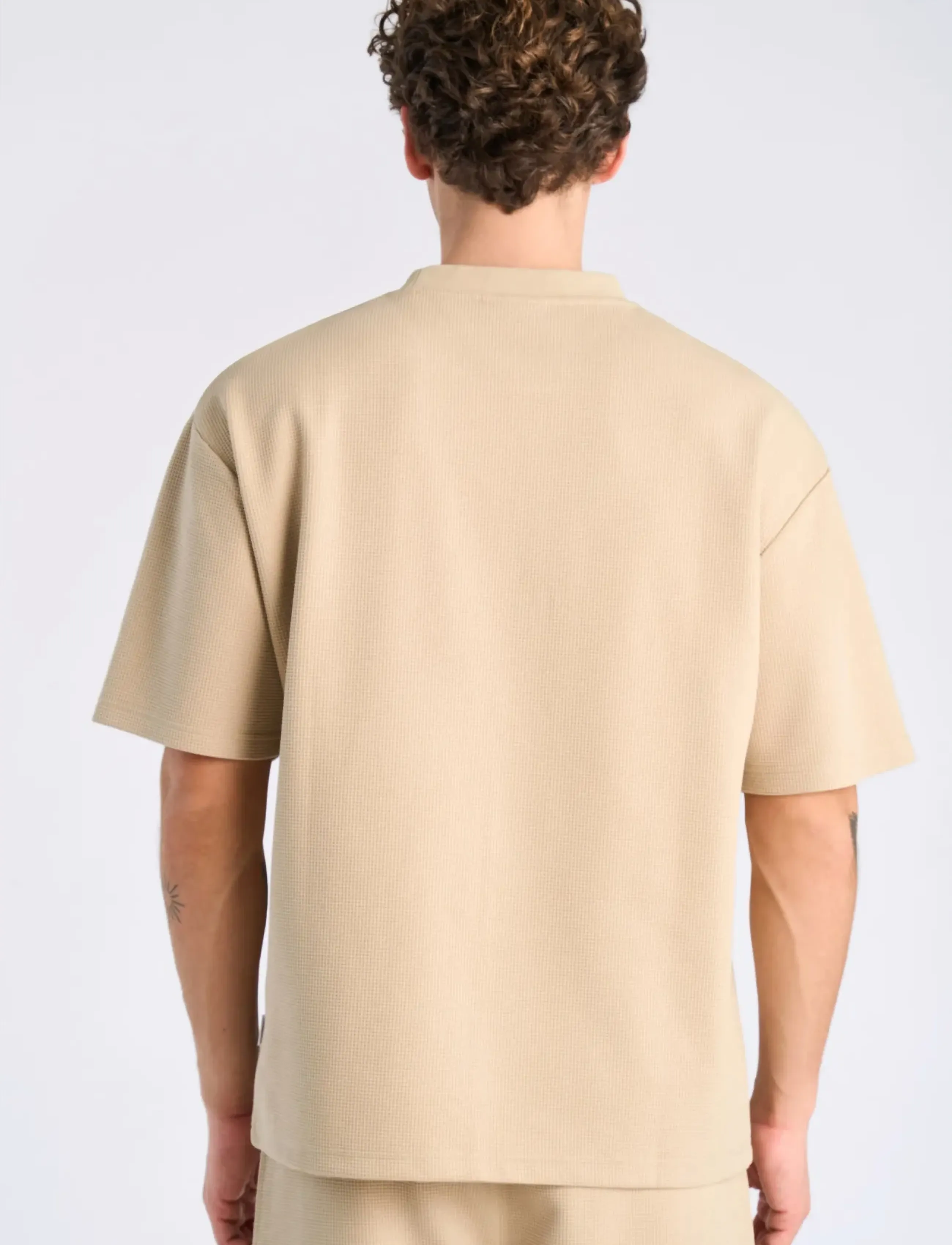 Lindbergh - Oversize waffle tee - kortärmade t-shirts - sand - 4